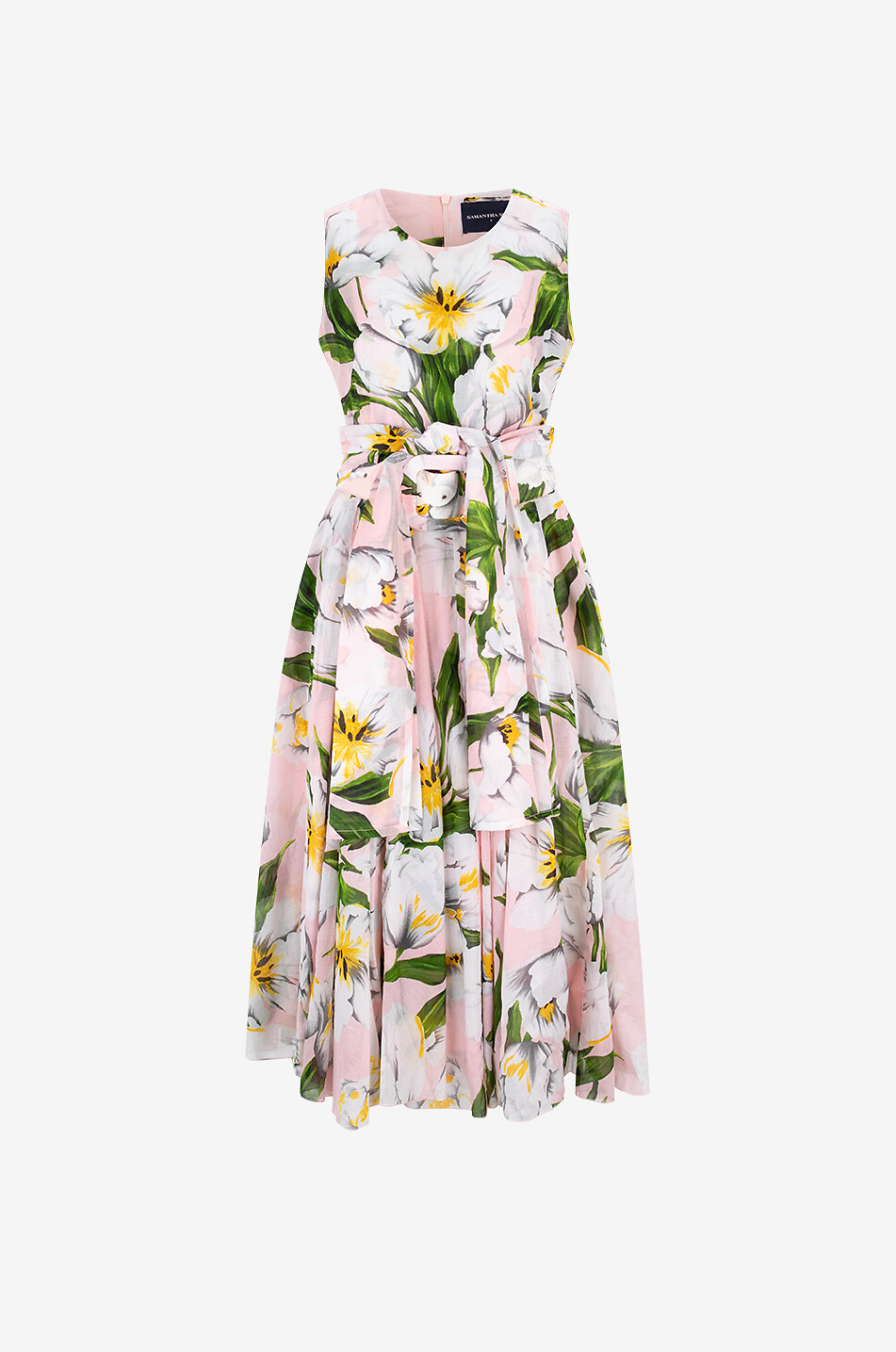 SAMANTHA SUNG Aster tulip print cotton midi dress Women PINK 1