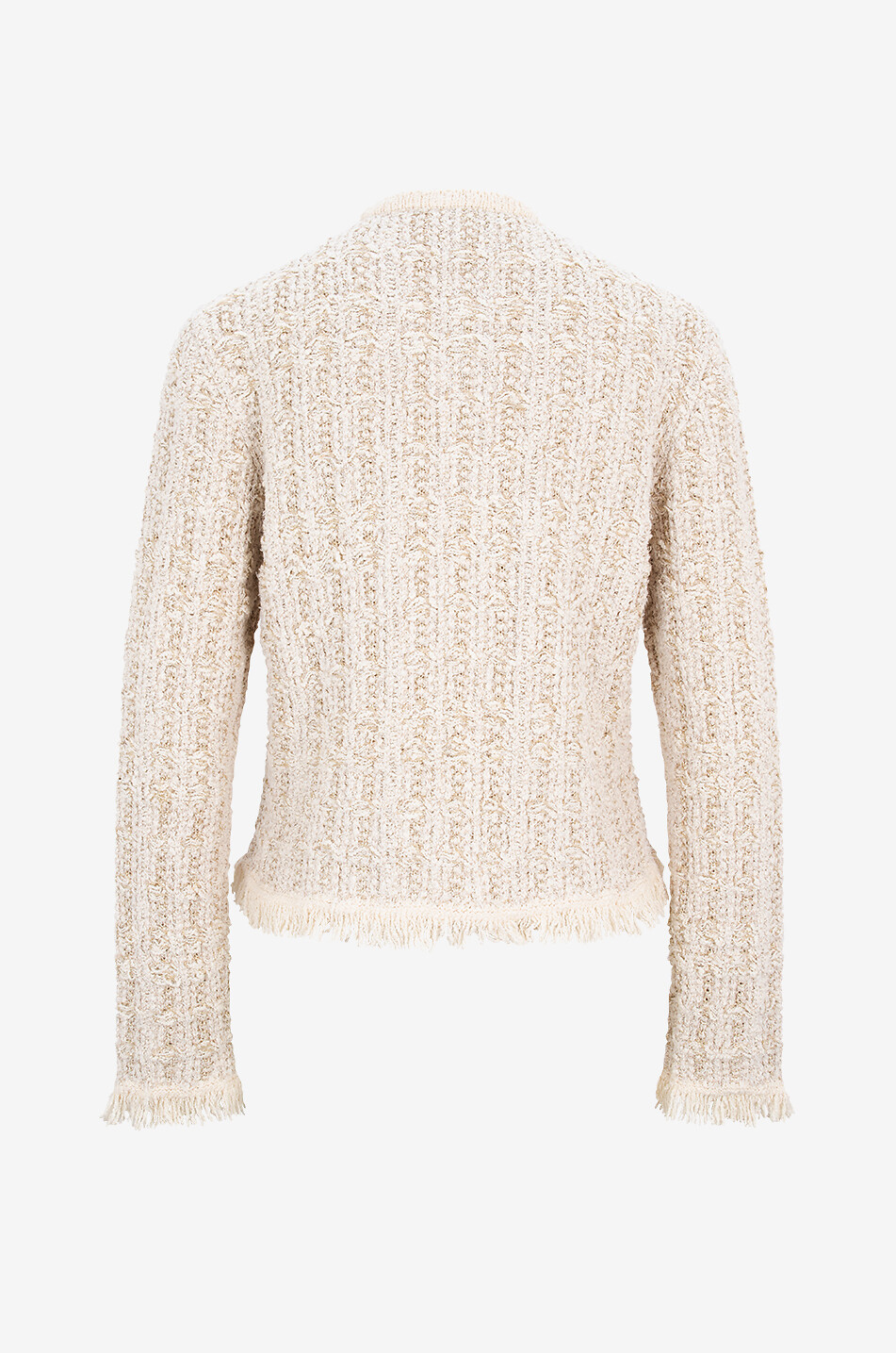 Fringed bouclé tweed suit jacket