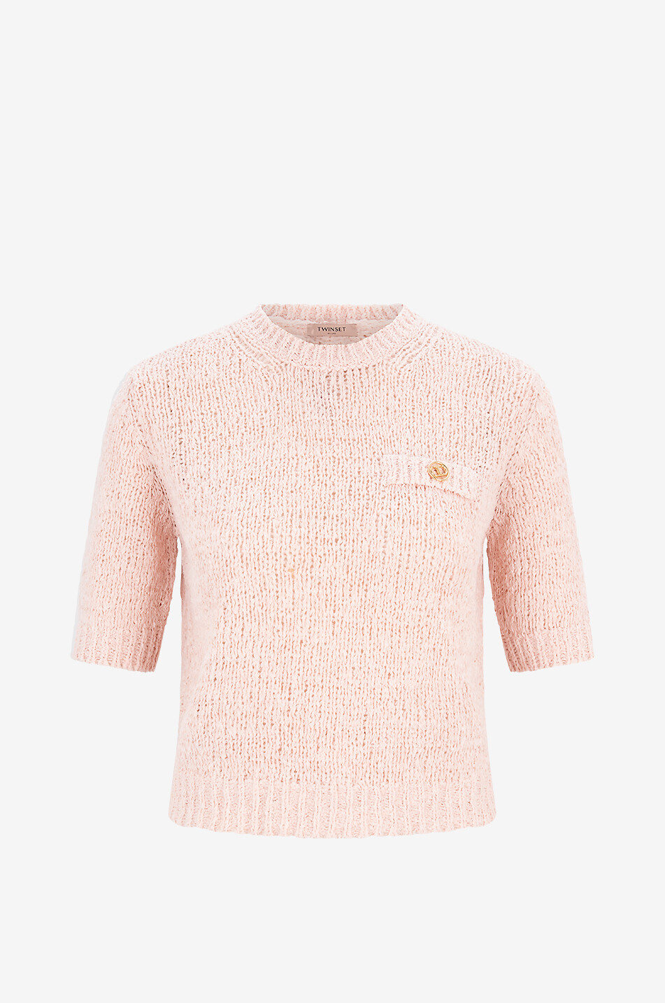 TWINSET Pull à manches courtes en maille bouclette Femme ROSE CLAIR 1