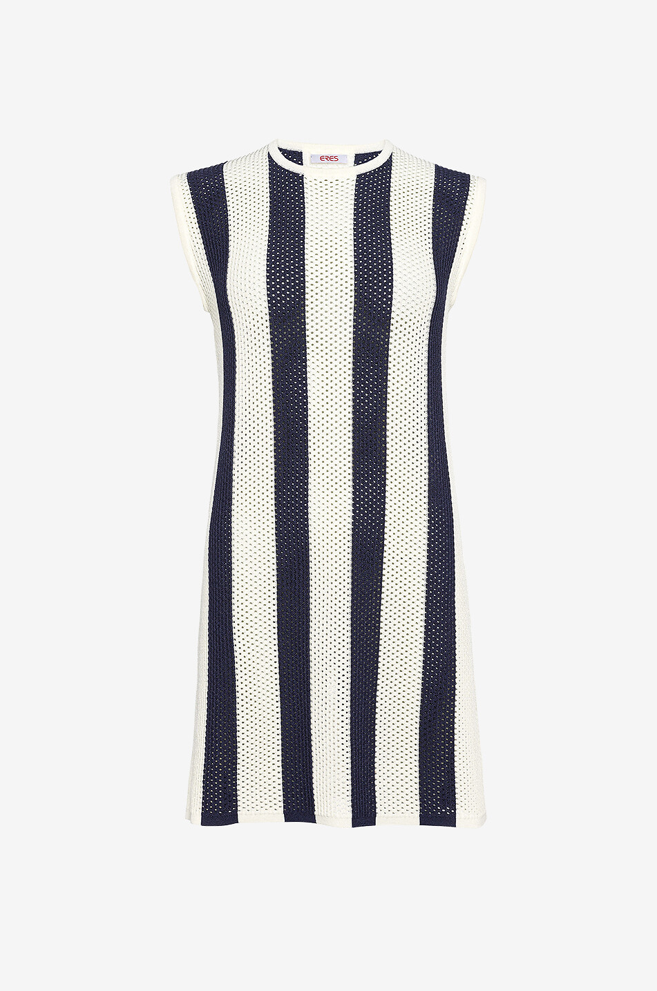 Pirage striped openwork knit mini dress