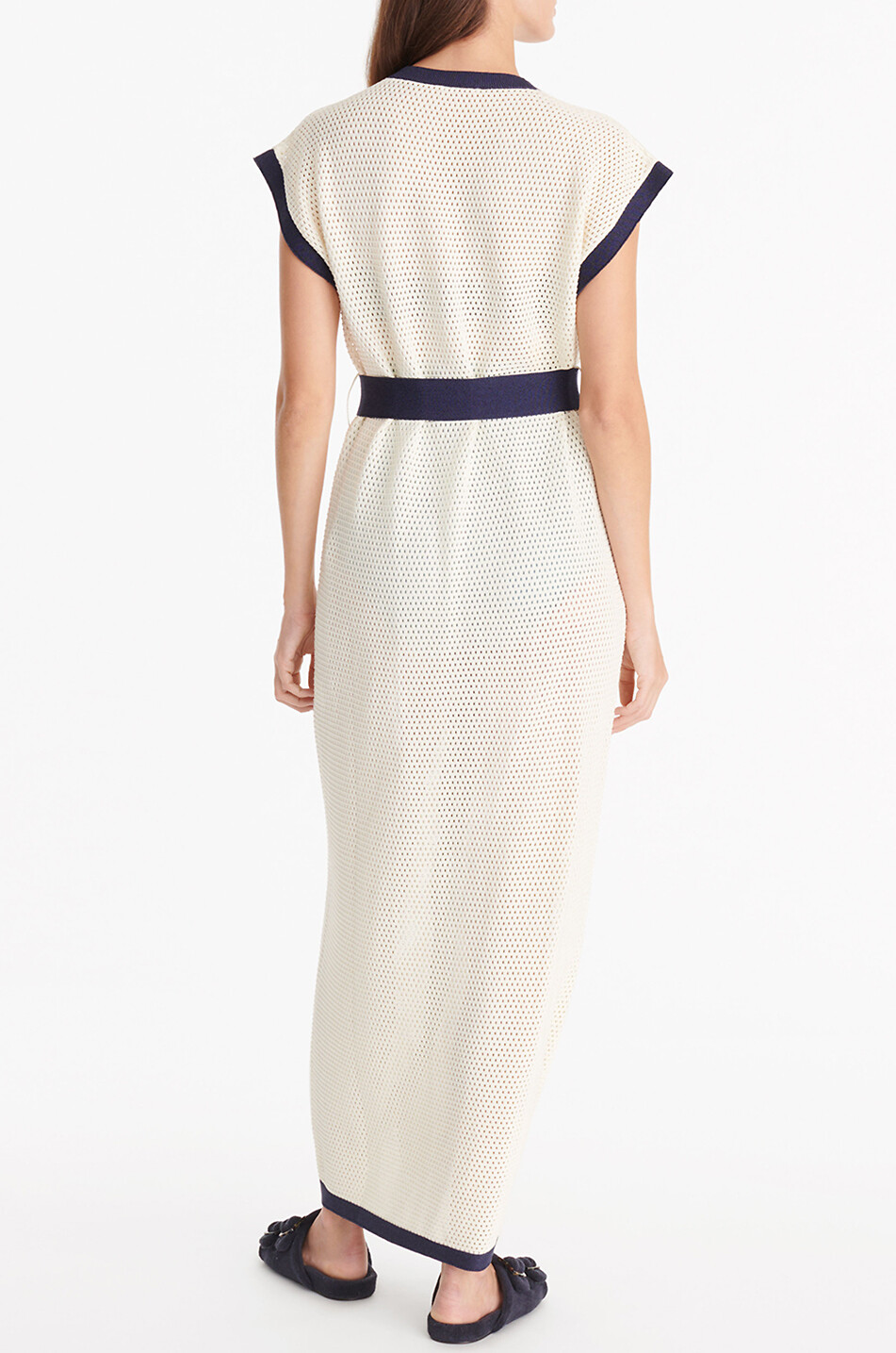 ERES Robe de plage longue en maille résille Chavire Femme BLANC CASSE 3