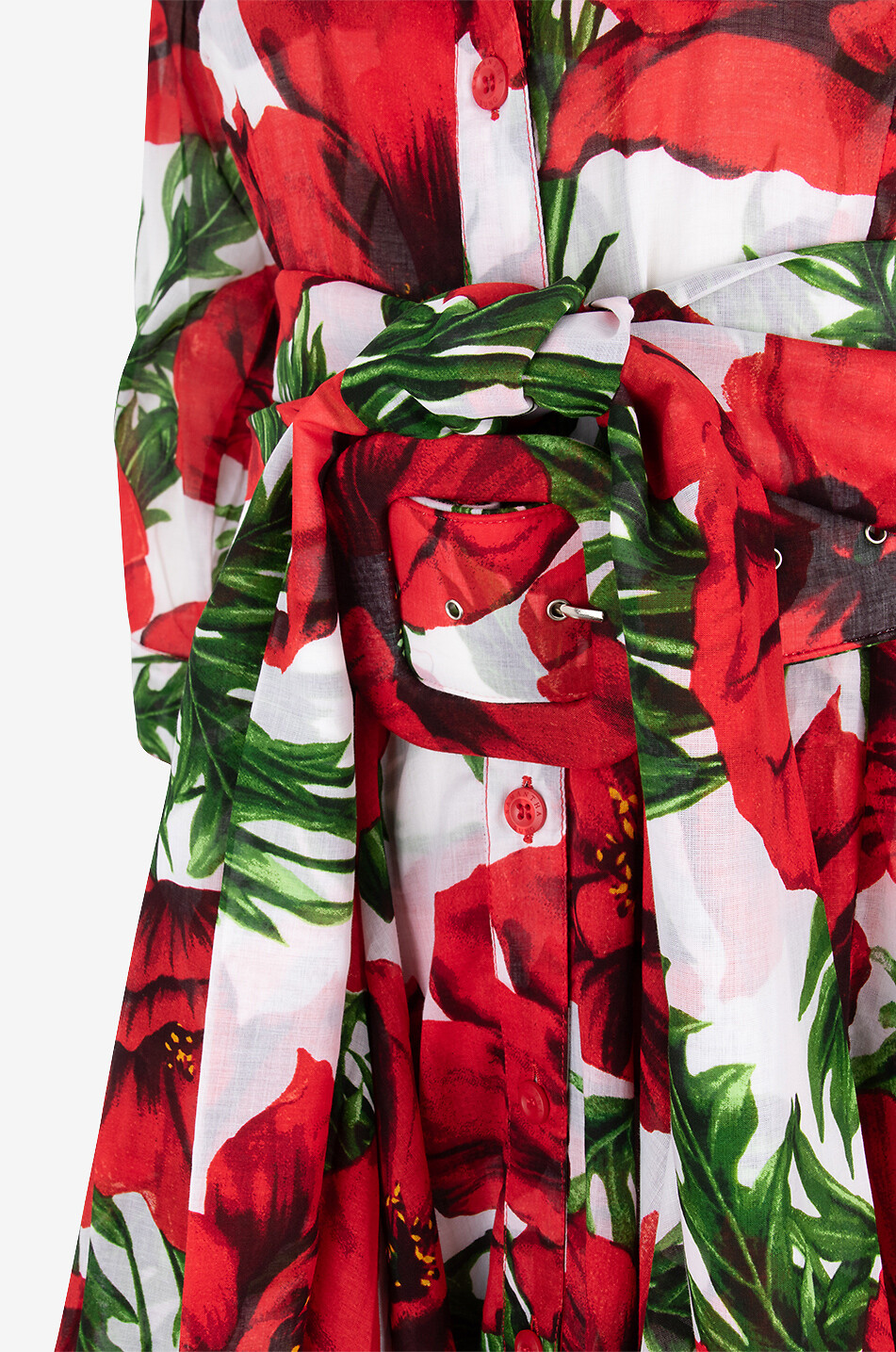 SAMANTHA SUNG Robe midi en coton imprimée coquelicot Aster Femme ROUGE 3