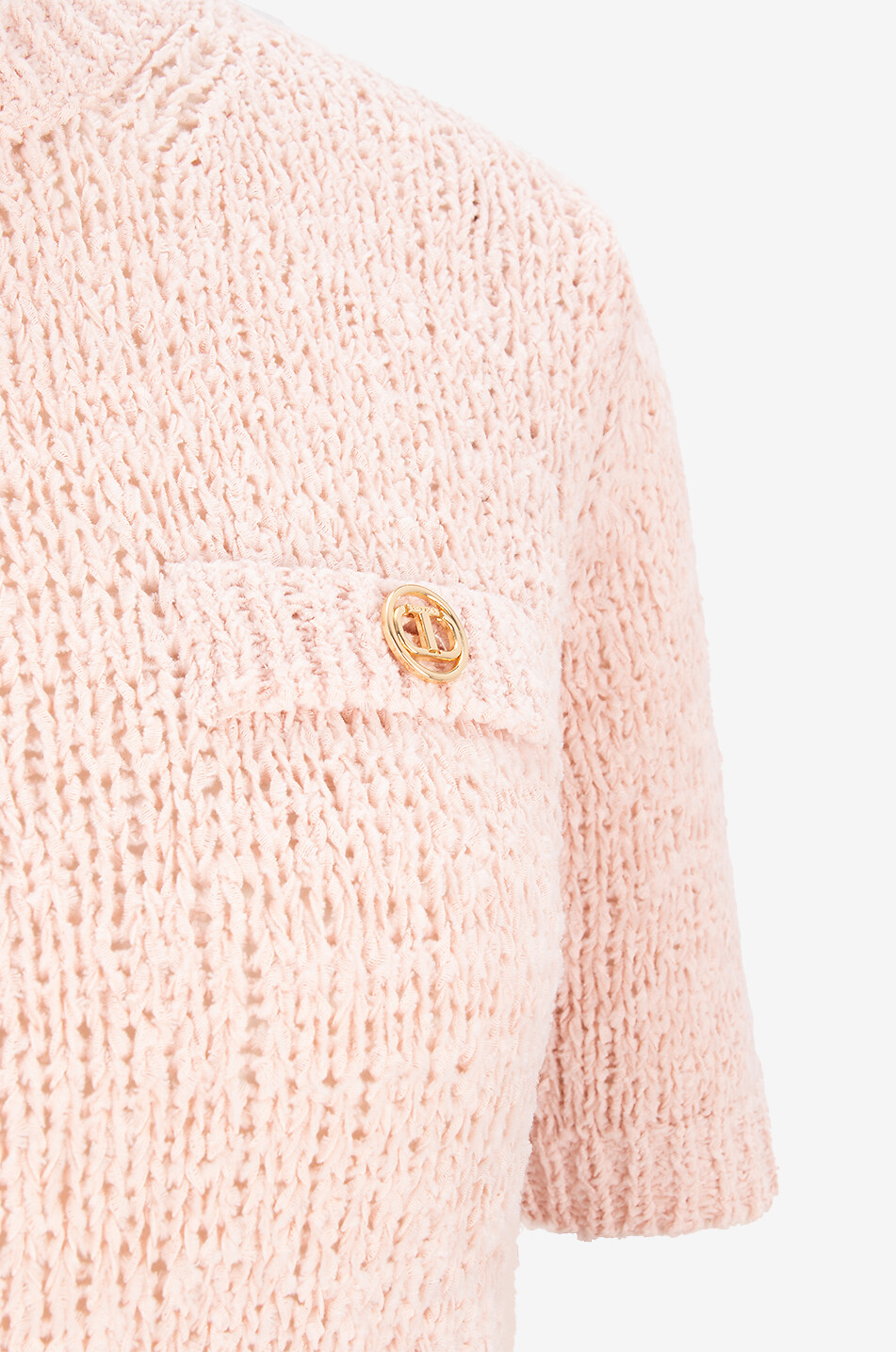 TWINSET Pull à manches courtes en maille bouclette Femme ROSE CLAIR 3