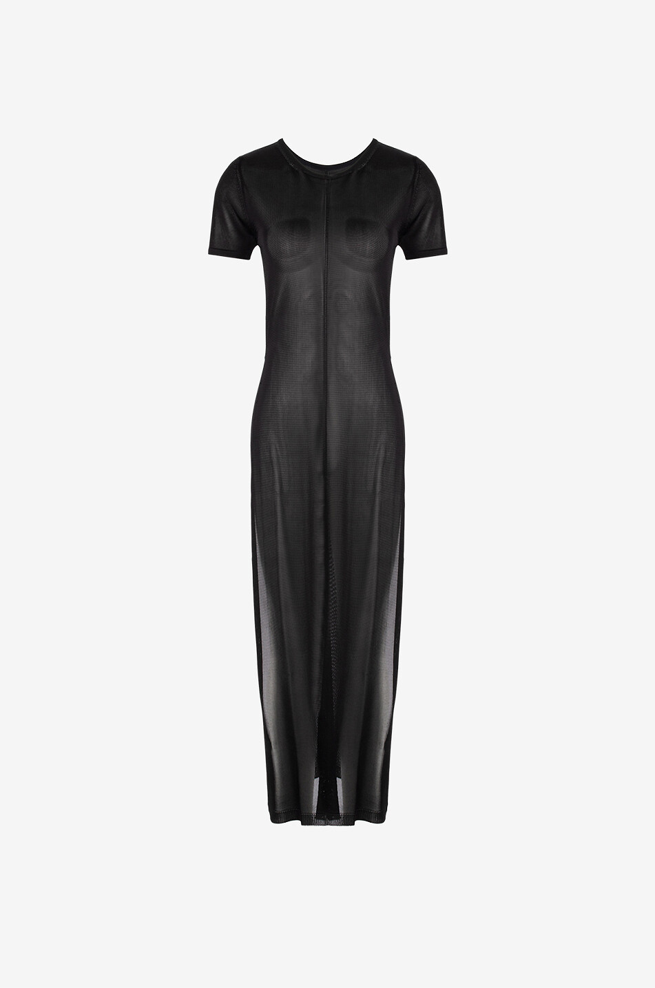 Shiny viscose column dress with slits