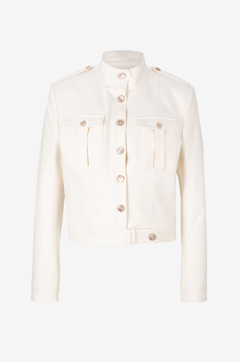 Cropped safari jacket with stand-up collar