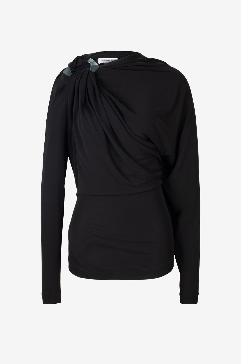 VICTORIA BECKHAM Draped long-sleeved jersey top Women BLACK 1