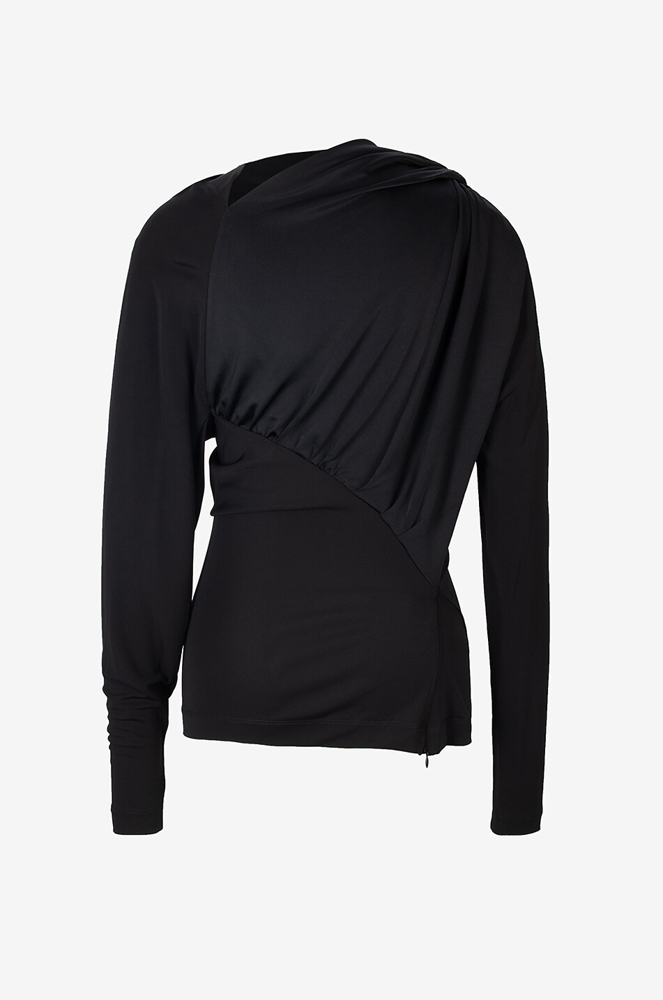 Drapiertes Langarm-Jersey-Top