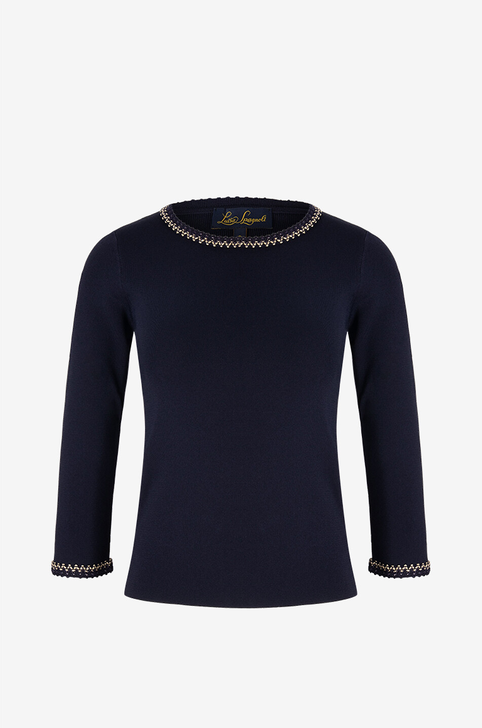 LUISA SPAGNOLI Schlauchpullover mit Stickereien Copiatura Damen BLAU 1
