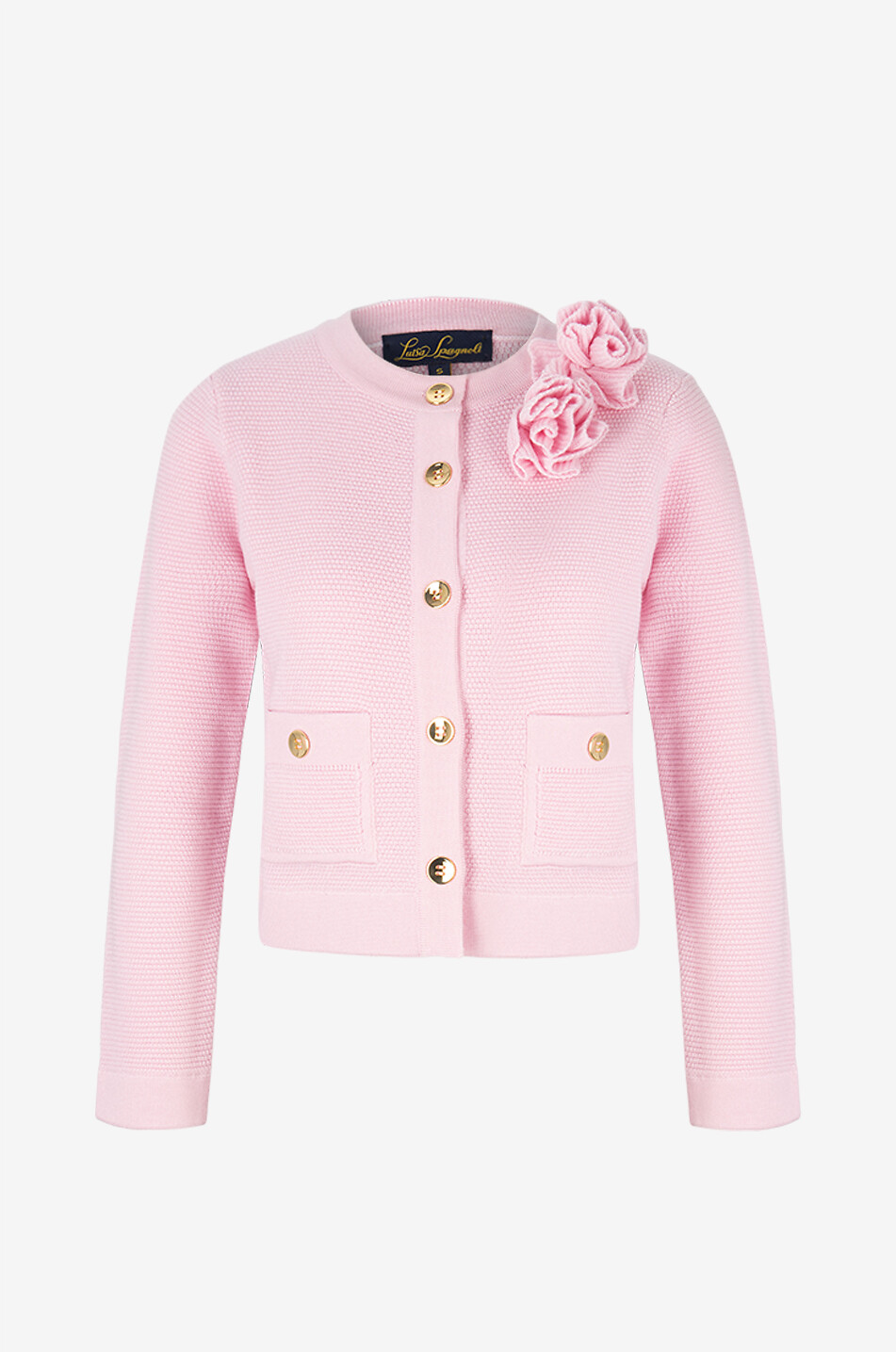 LUISA SPAGNOLI Kurzer geknöpfter Cardigan mit Rosenbroschen Mandelli Damen ROSA 1