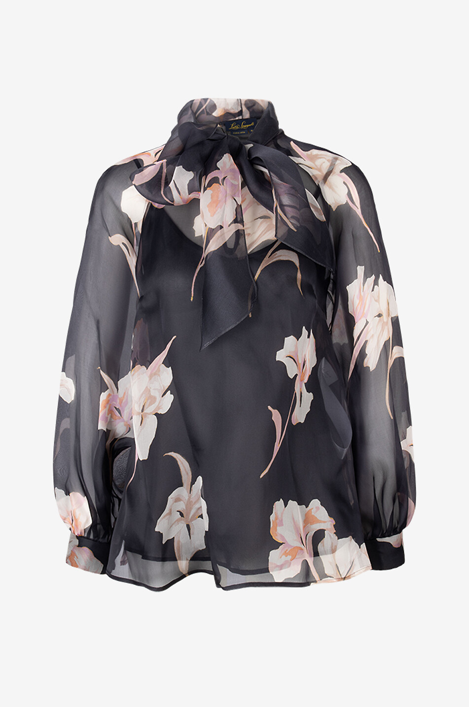 Boboli floral organza blouse with necktie