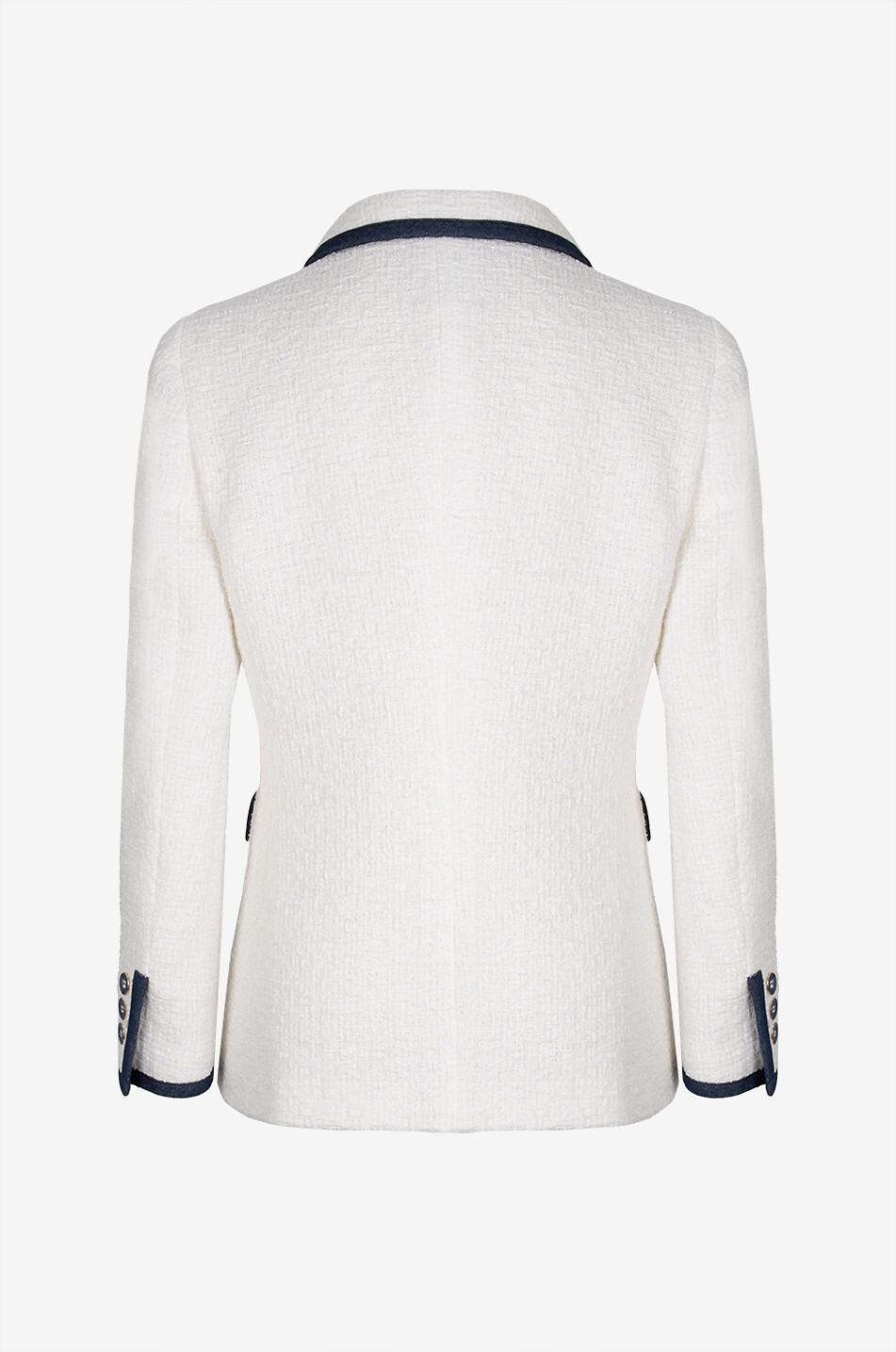 LUISA SPAGNOLI Blazer à boutonnage double en tweed et denim Vetrinista Femme BLANC 2