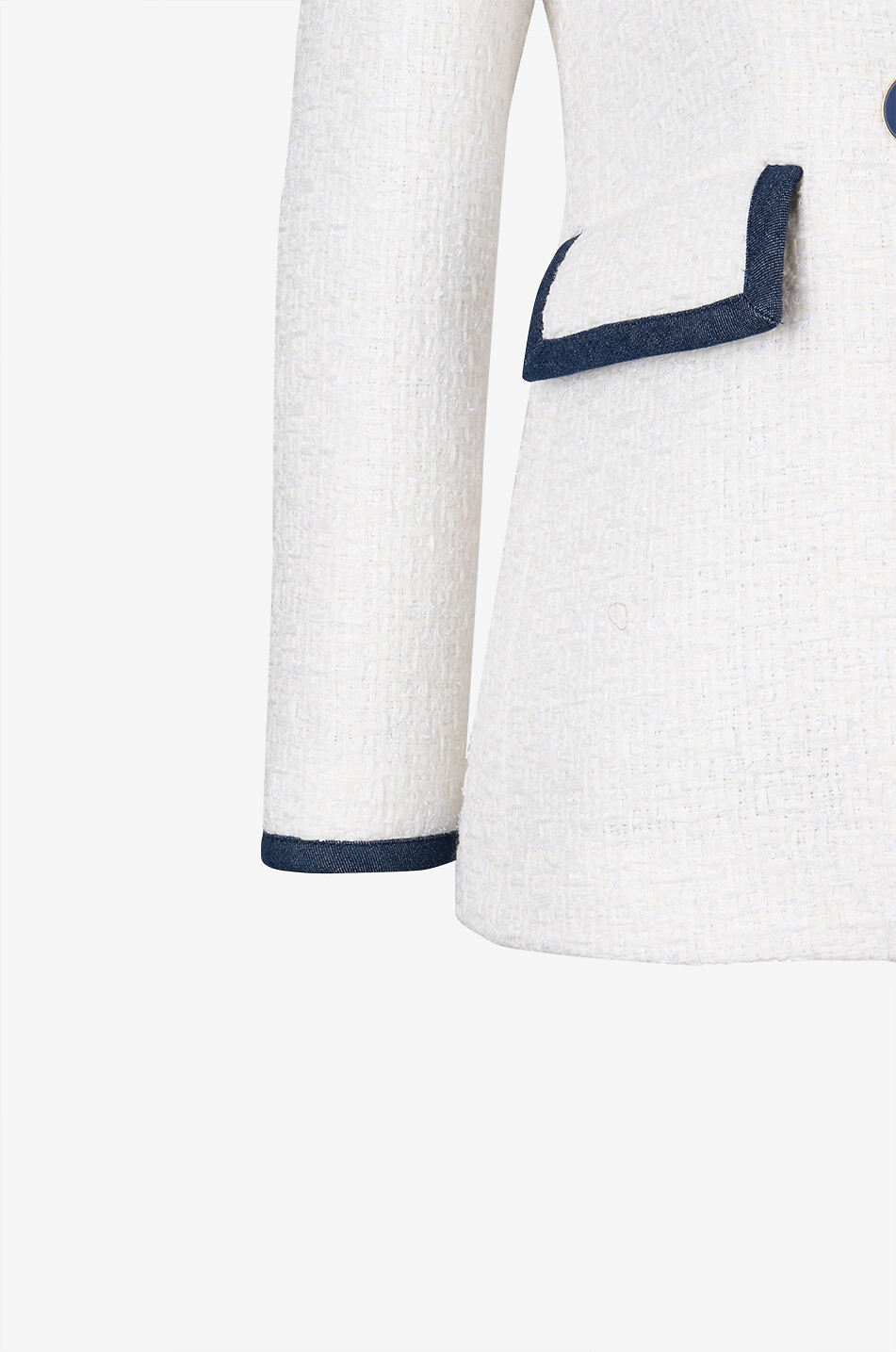 LUISA SPAGNOLI Blazer à boutonnage double en tweed et denim Vetrinista Femme BLANC 3