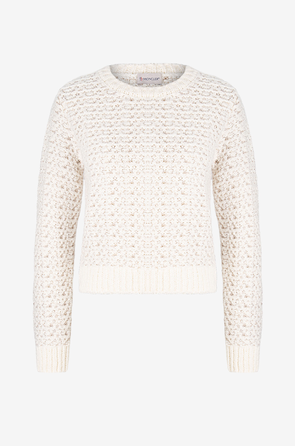 Pull court en maille tweed à col rond