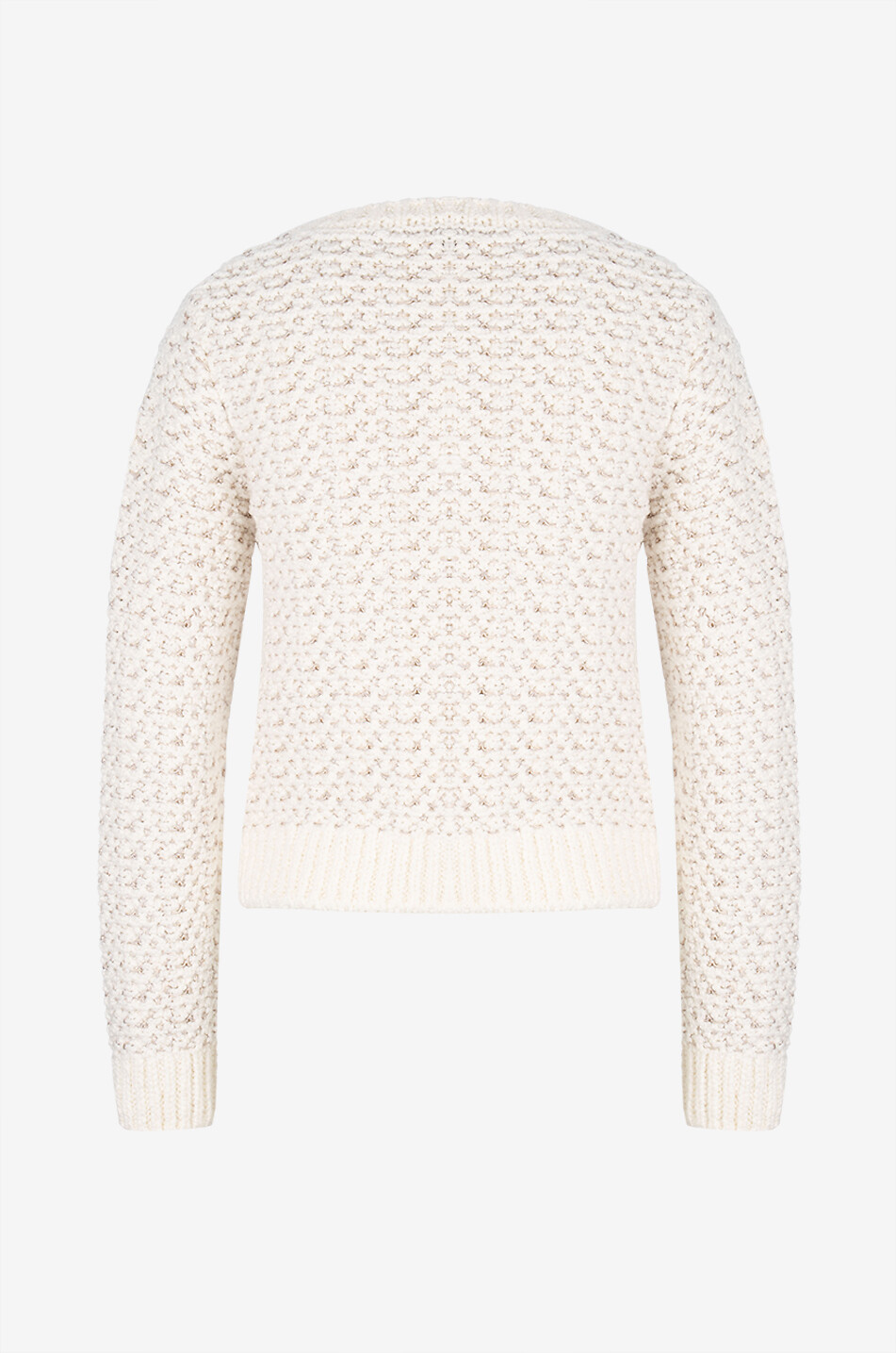 MONCLER Pull court en maille tweed à col rond Femme BLANC 2