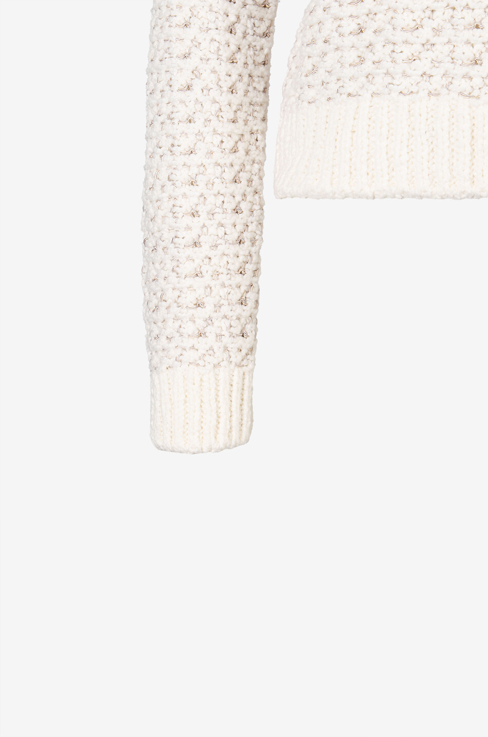 MONCLER Pull court en maille tweed à col rond Femme BLANC 3