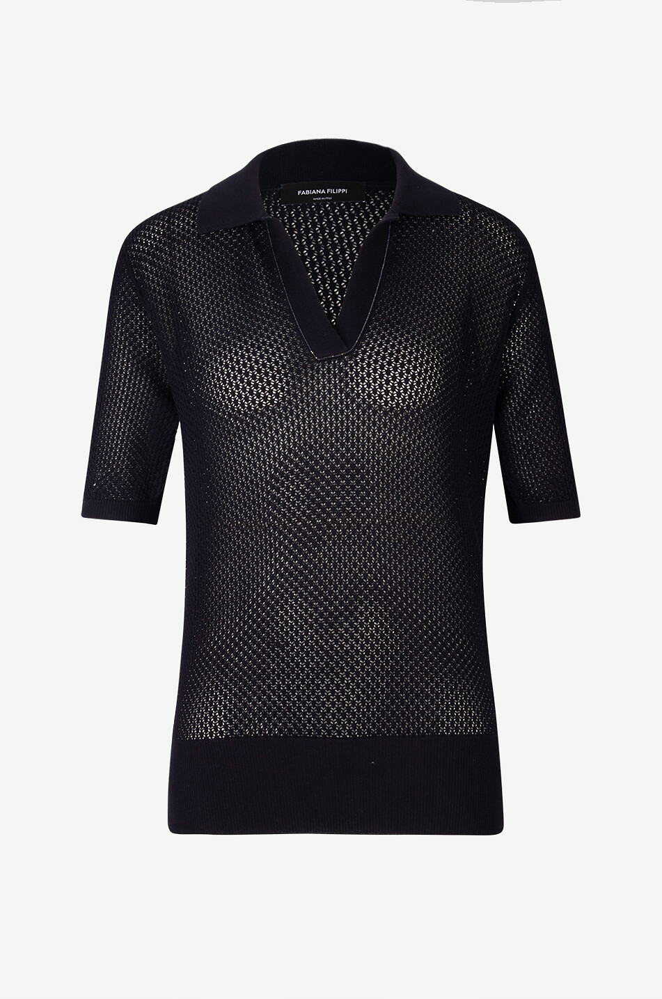 FABIANA FILIPPI Filo Diamante net knit polo shirt Women DARK BLUE 1