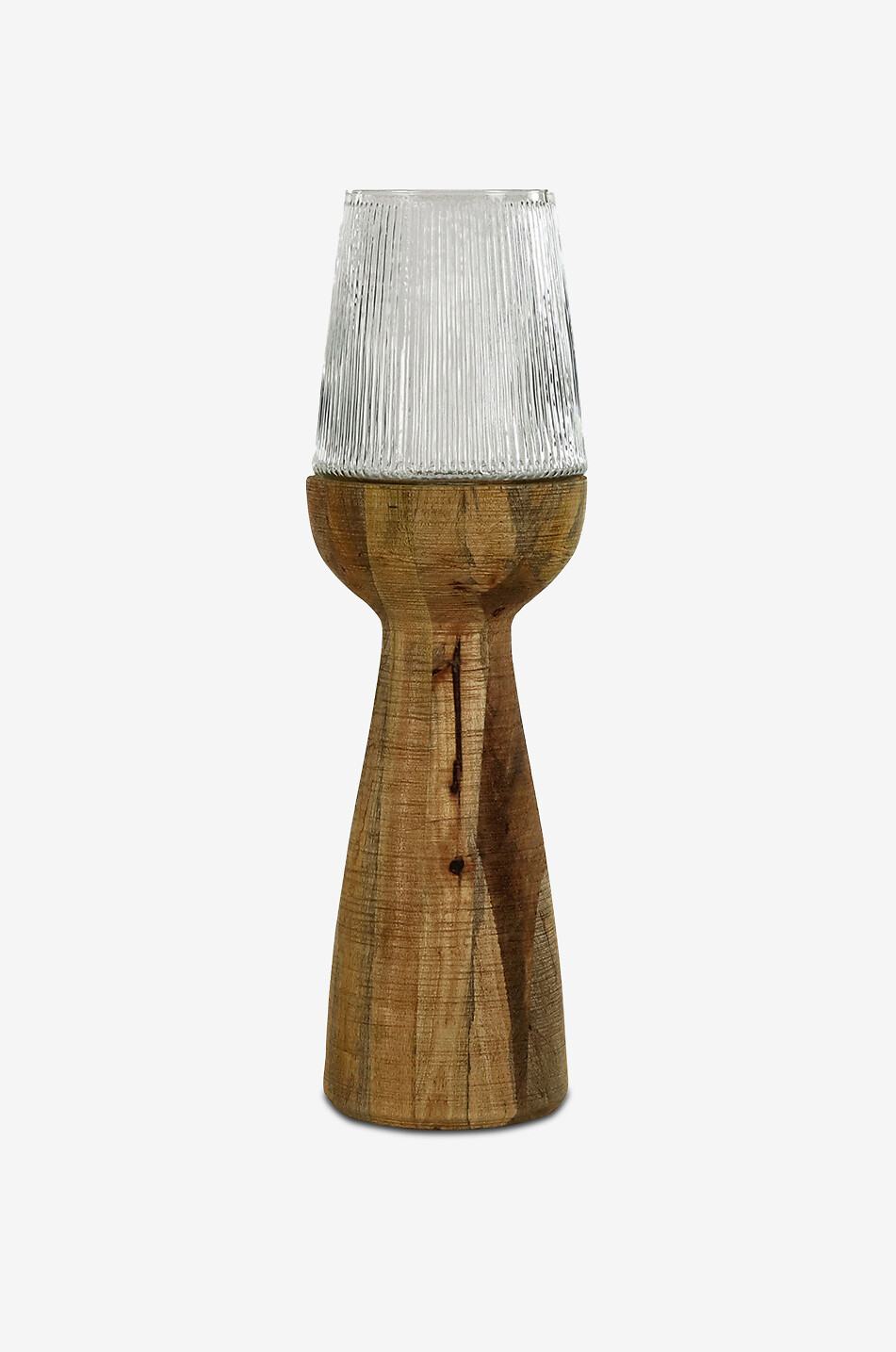 POMAX Vase et photophore en bois de manguier et verre Arbre - H72 Maison BEIGE 1