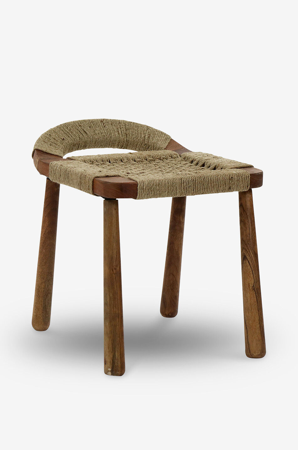 POMAX Tabouret en bois et jute Ginkgo Maison BEIGE 1