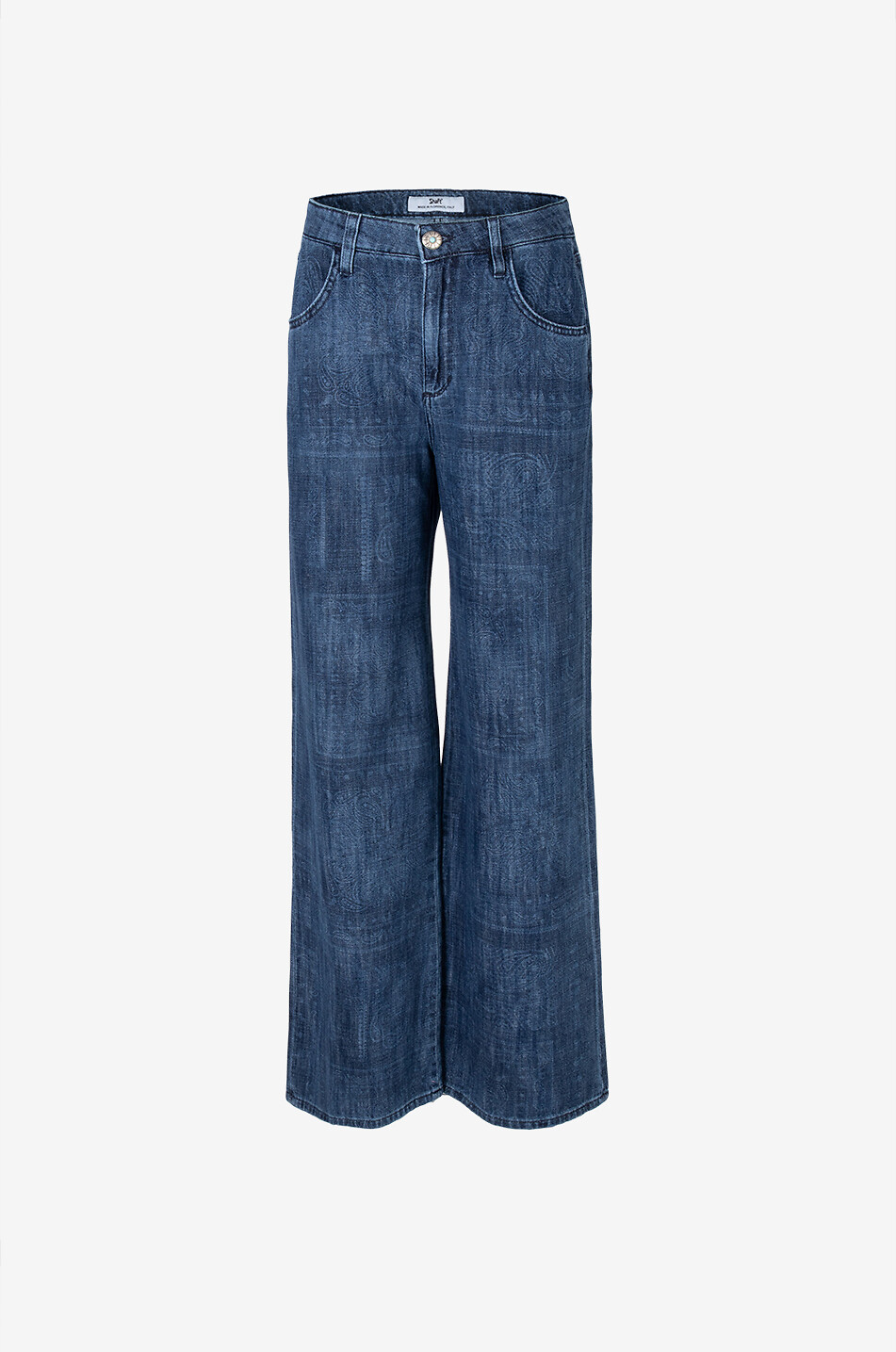 SHAFT Jean large fluide imprimé Western blanchi Five Ob Femme BLEU 1