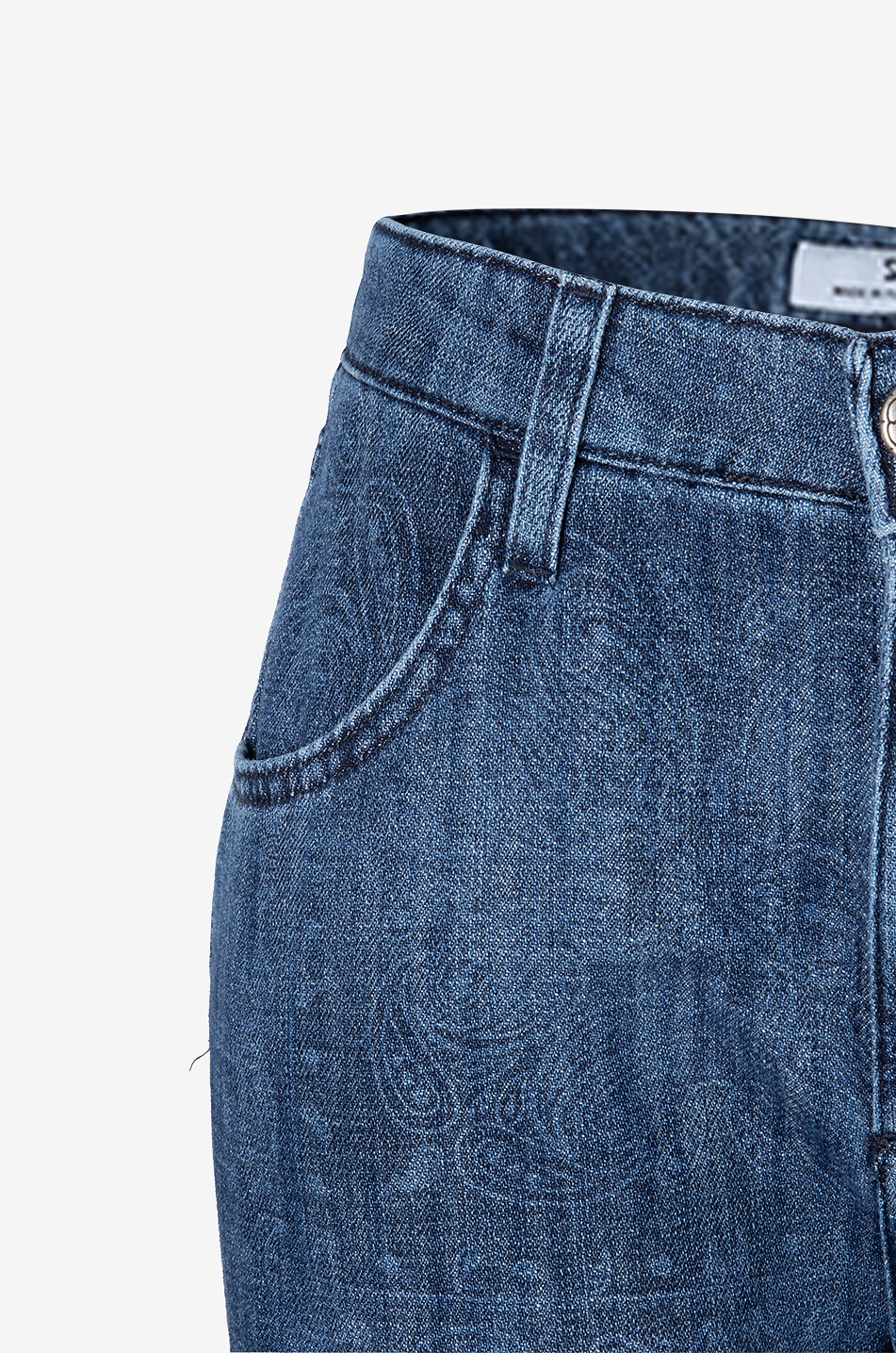 SHAFT Jean large fluide imprimé Western blanchi Five Ob Femme BLEU 6