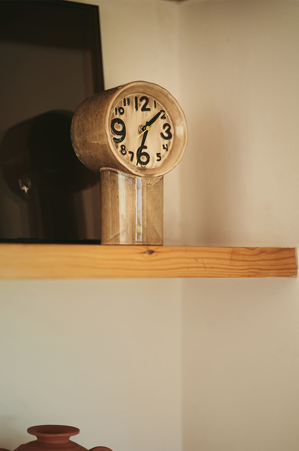 HKLIVING Uhr aus Keramik Retro Cream Haus BEIGE 3