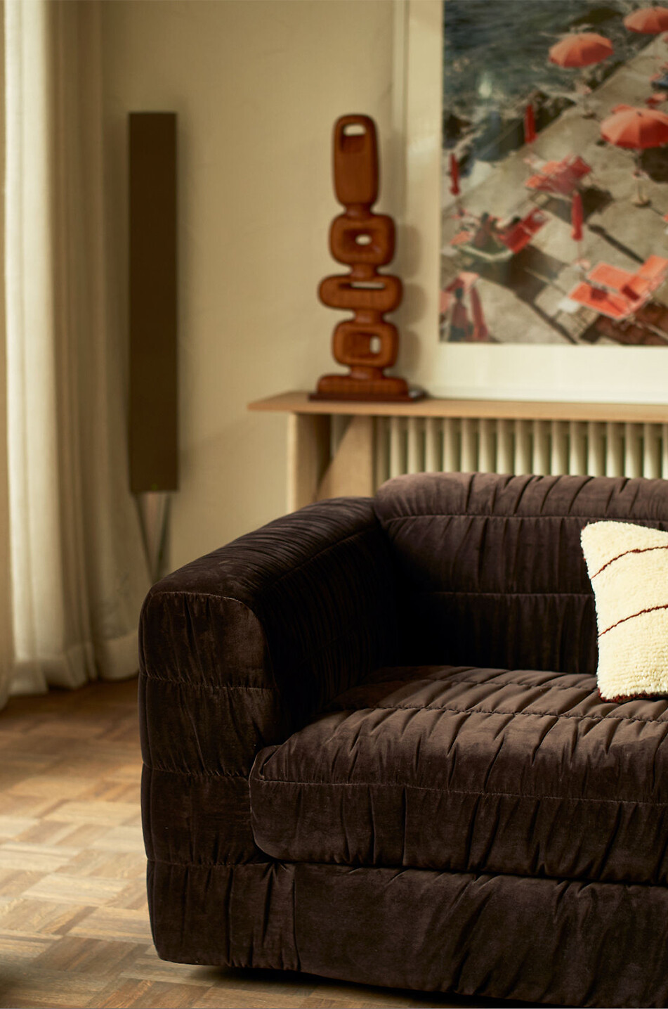 HKLIVING Zylindrischer Leinen-Lampenschirm Floral Haus BRAUN 3