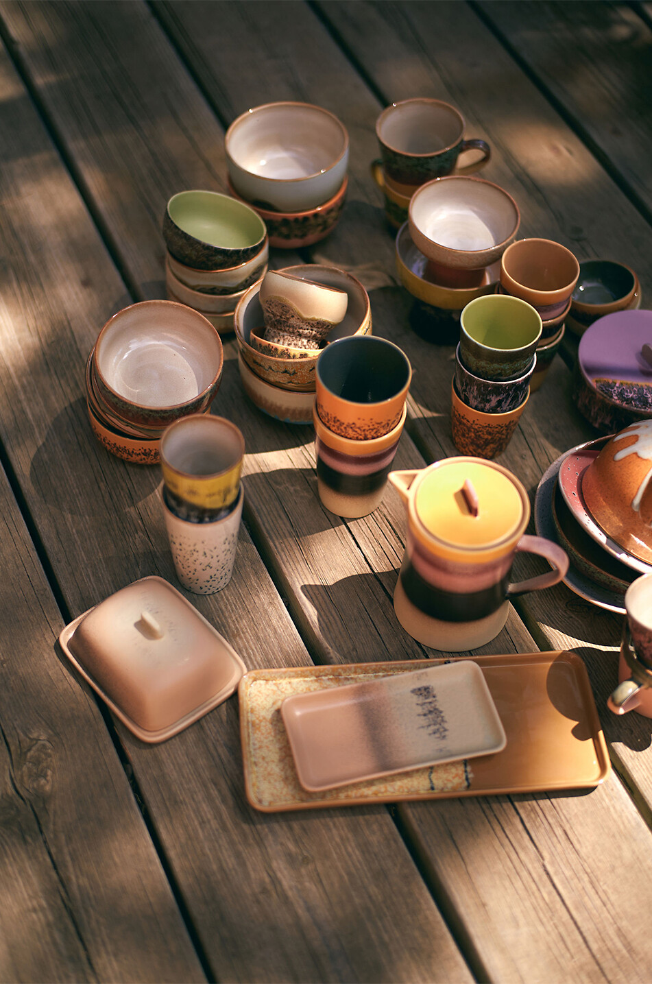 HKLIVING Lot de 2 tasses à café lungo en céramique 70s Maison MULTICOLORE 3