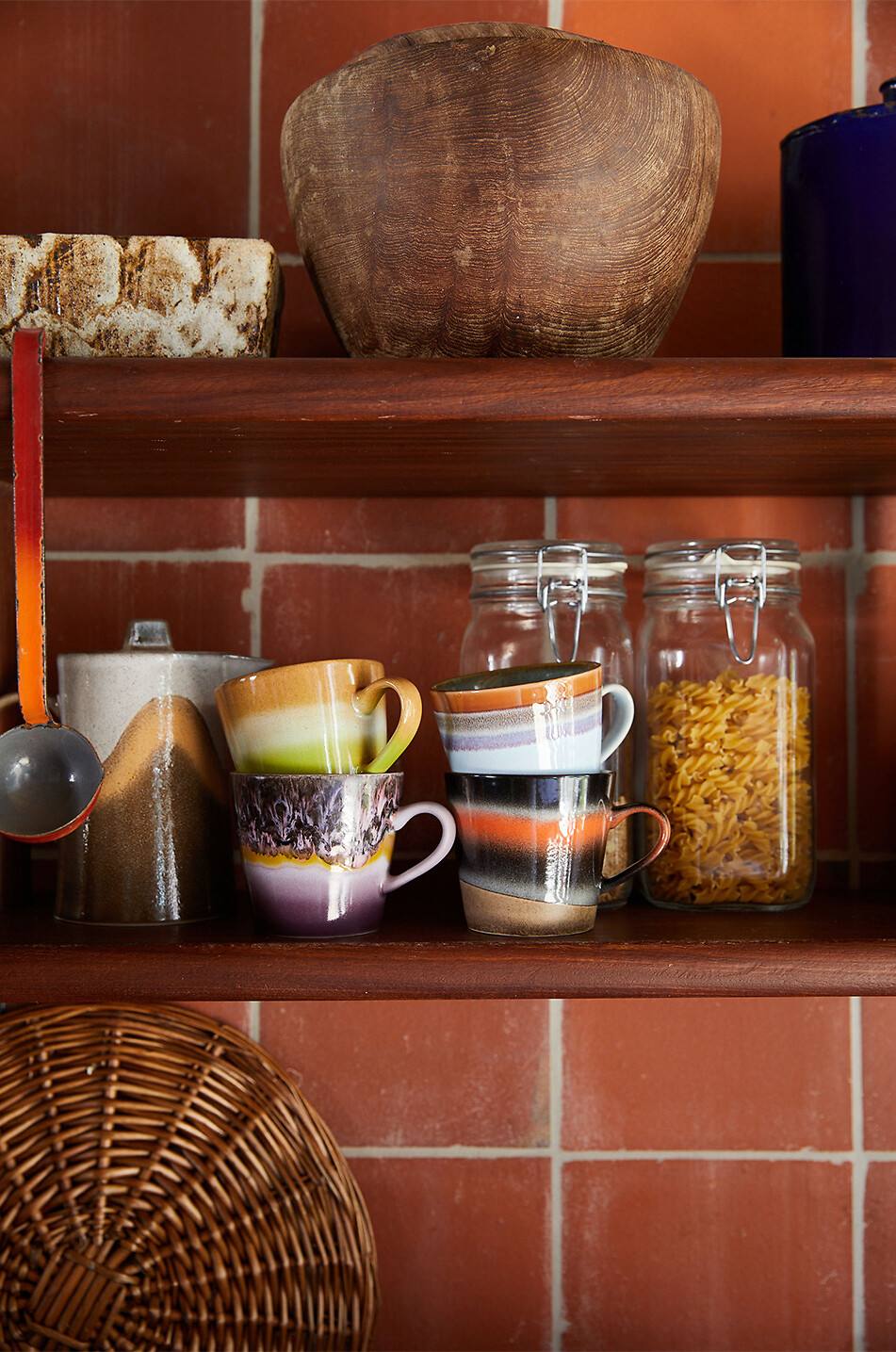 HKLIVING Cappuccino-Mug aus Keramik 70s Haus HELLBLAU 4