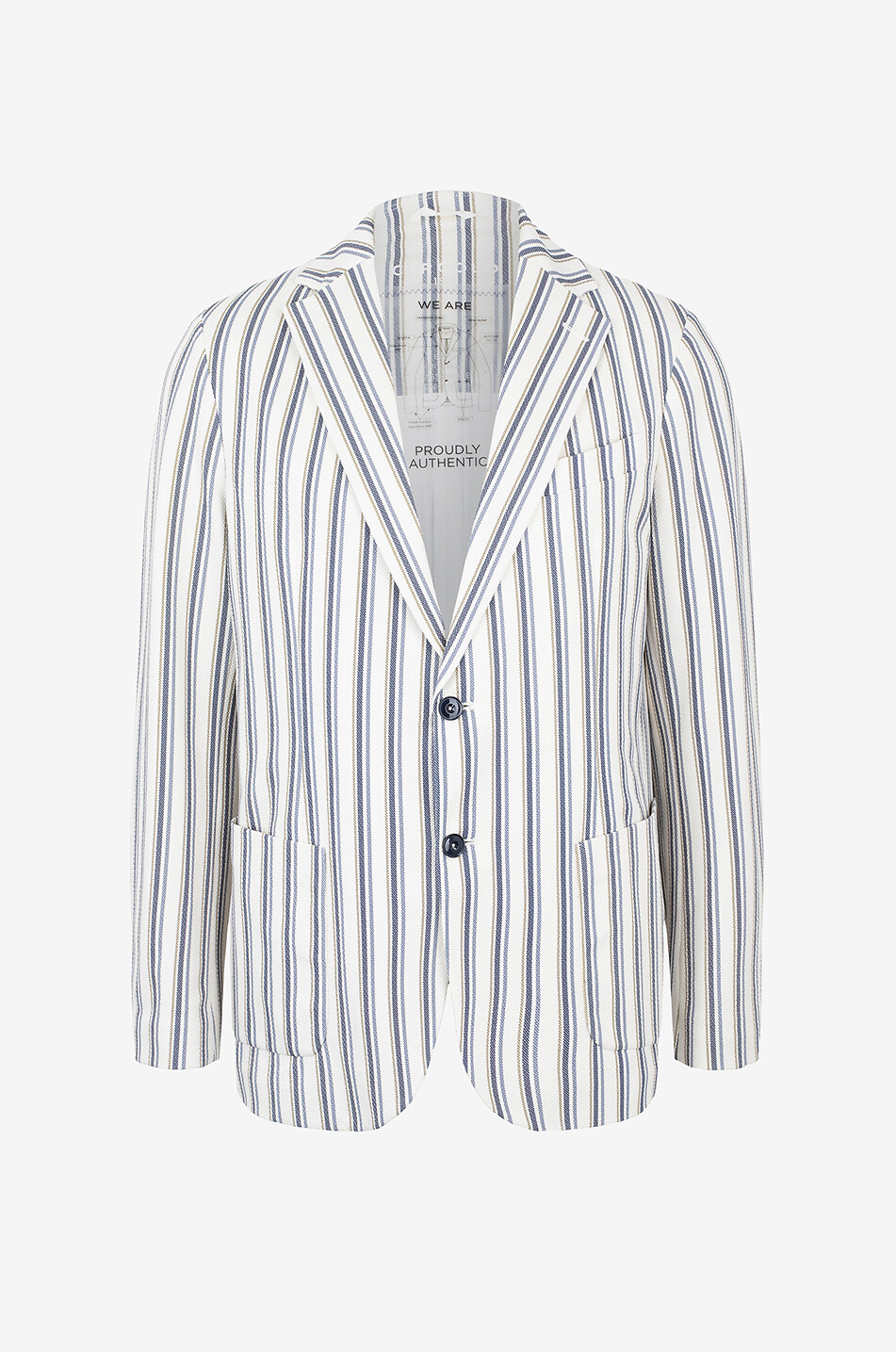 CIRCOLO 1901 Einreihiger gestreifter Oxford-Baumwollblazer Herren BLAU 1