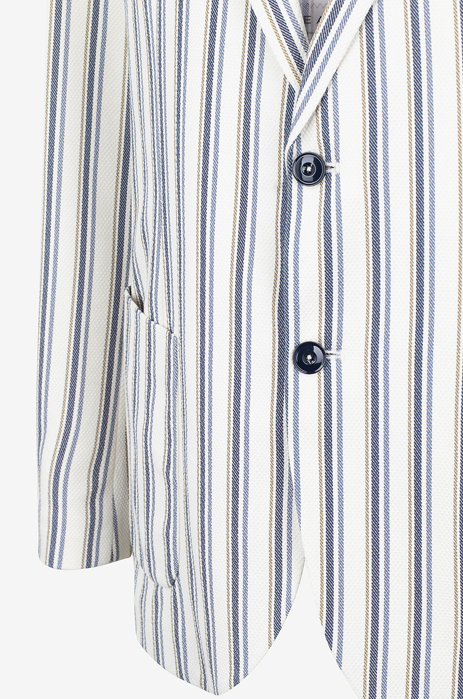 CIRCOLO 1901 Einreihiger gestreifter Oxford-Baumwollblazer Herren BLAU 4