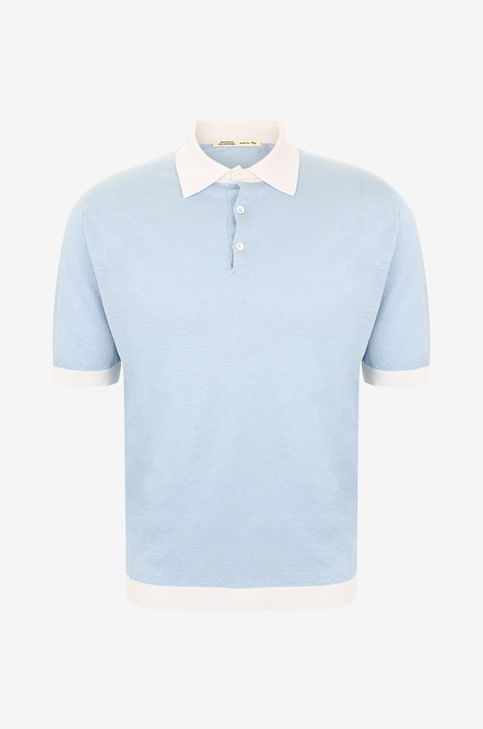 Linen blend short-sleeved knit polo shirt