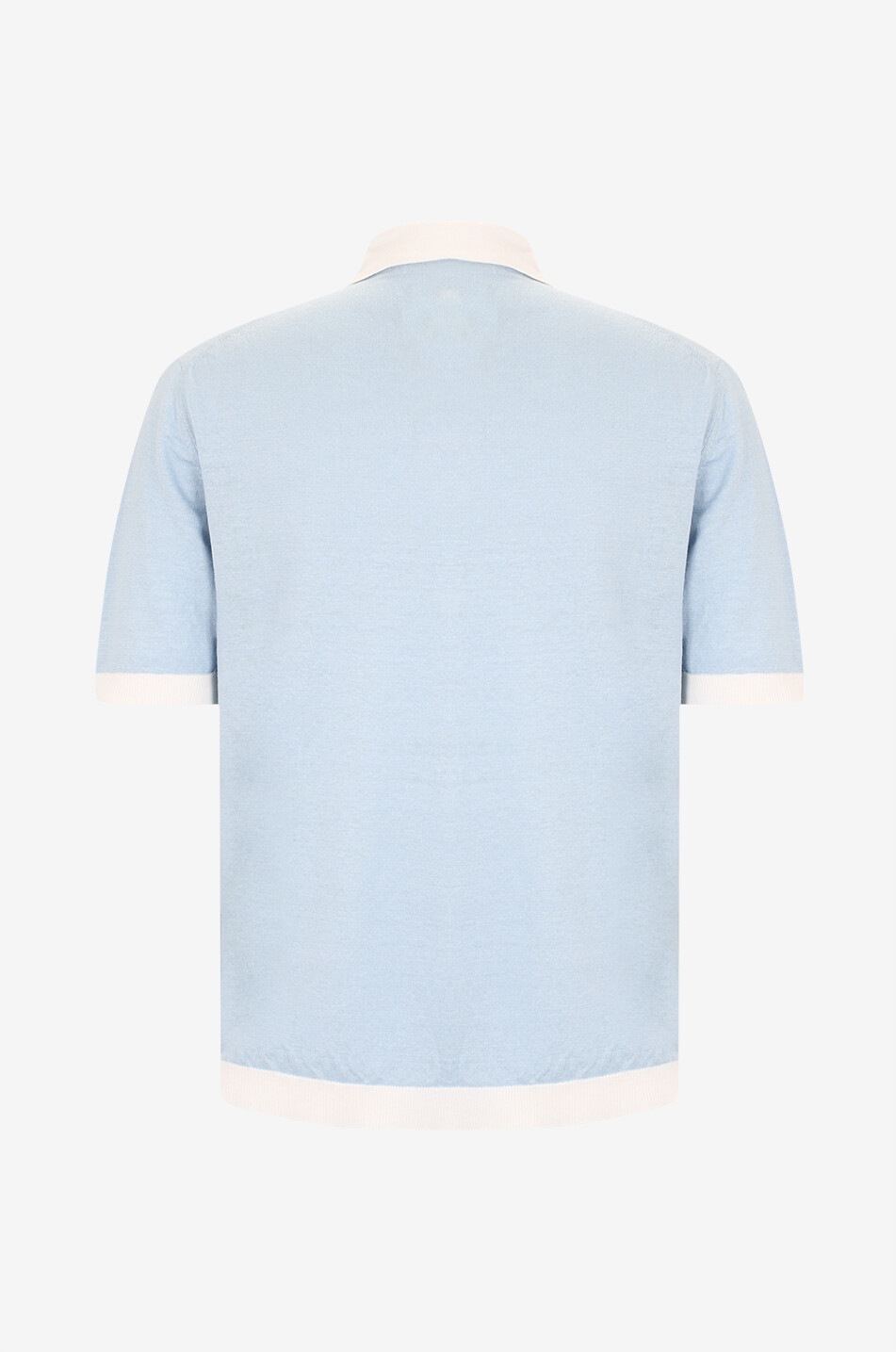 Linen blend short-sleeved knit polo shirt