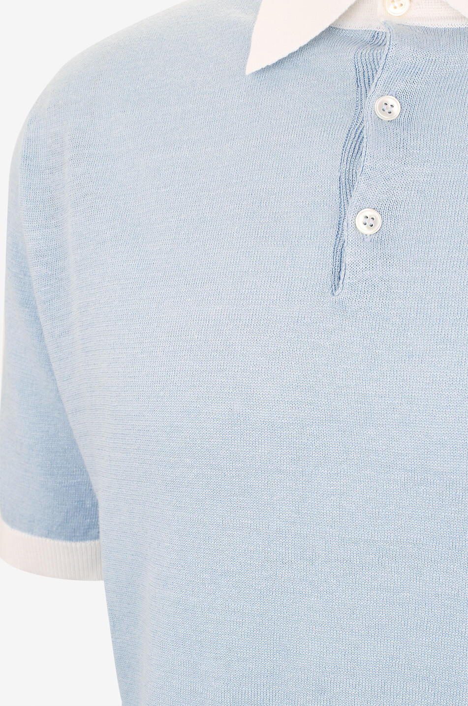 Linen blend short-sleeved knit polo shirt