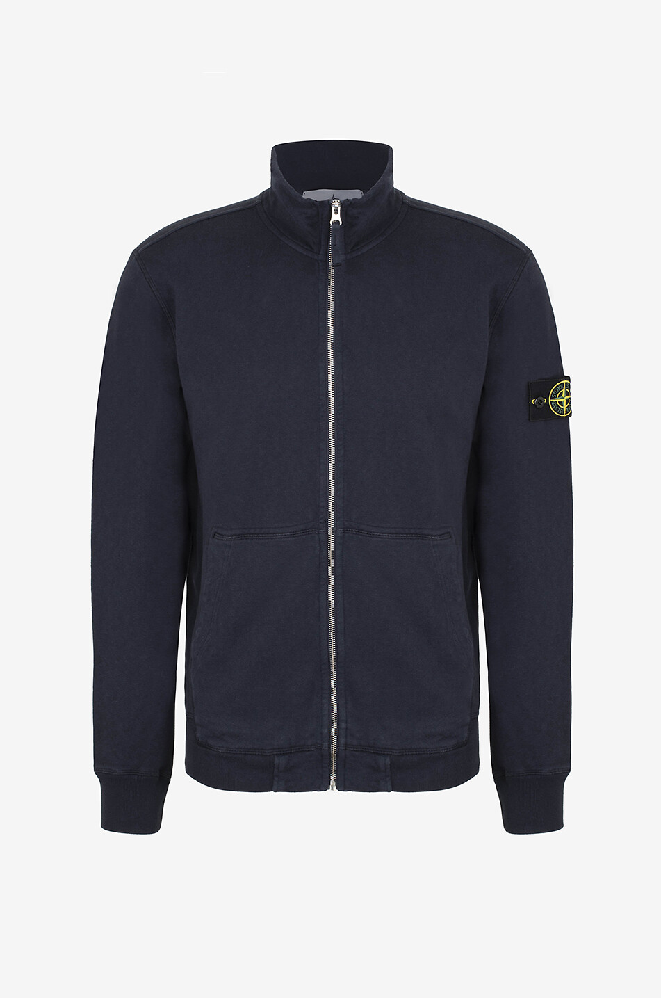 STONE ISLAND 61002 Malfilé Fleece Old Effect full-zip sweatshirt with stand-up collar Men DARK BLUE 1