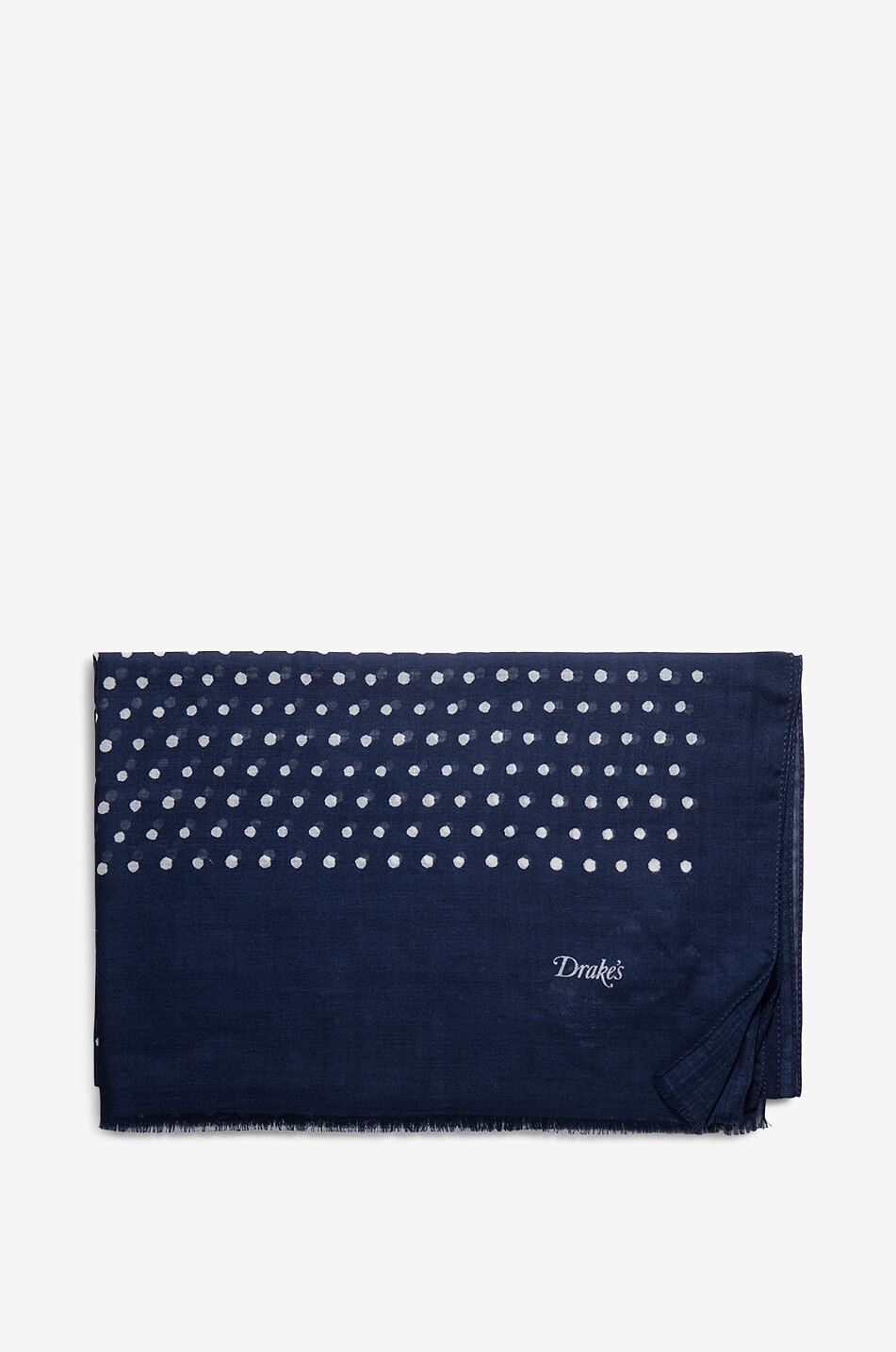 DRAKES Polka Dot lightweight wool scarf Men DARK BLUE 1