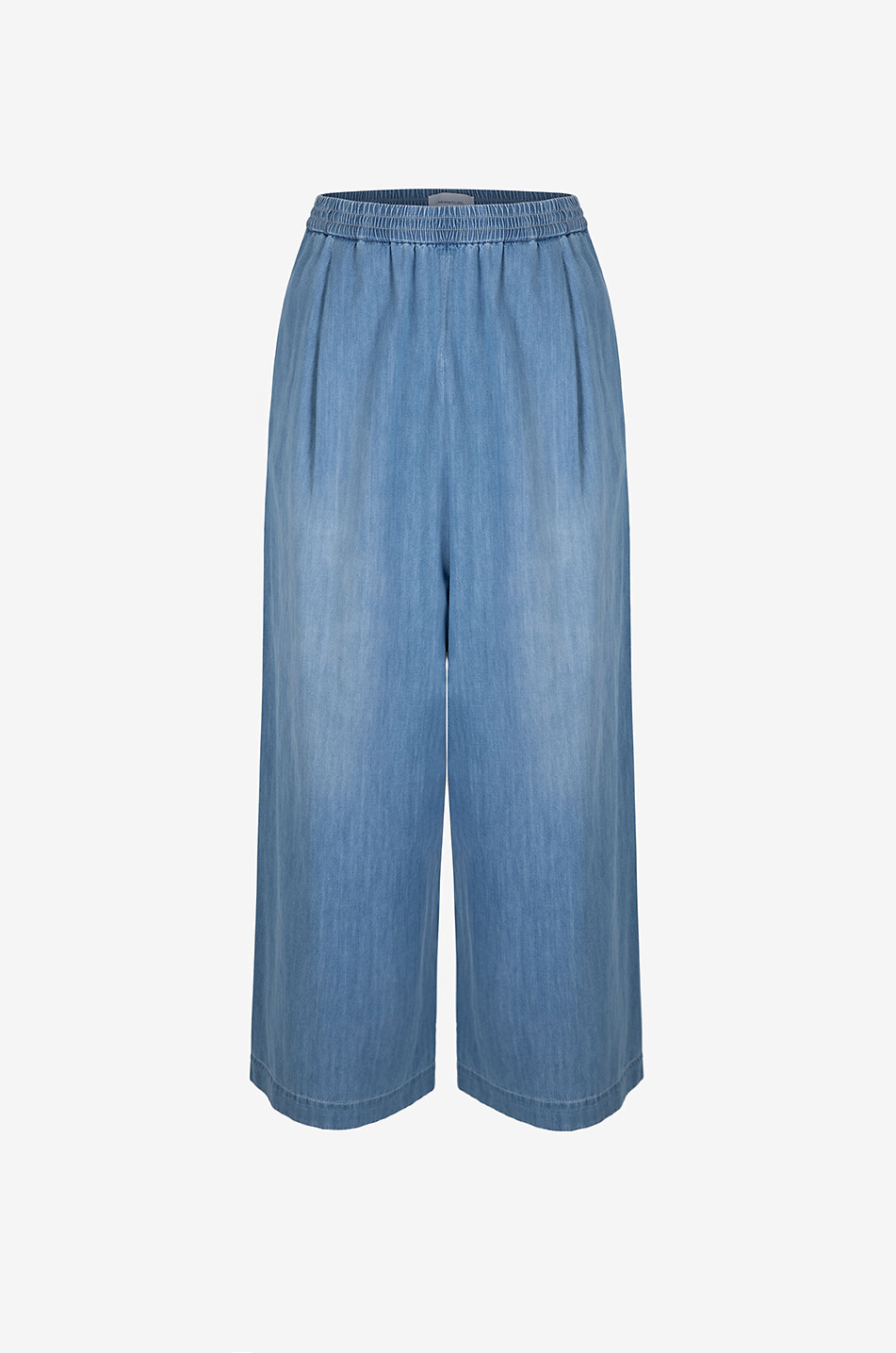 Faded chambray wide-leg trousers