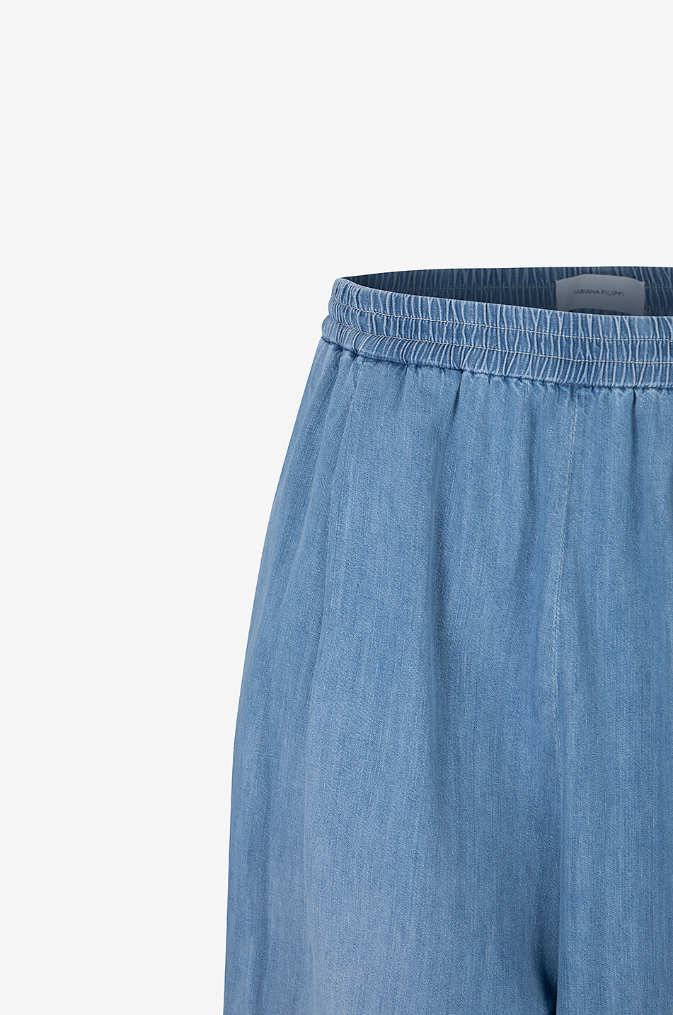 Faded chambray wide-leg trousers