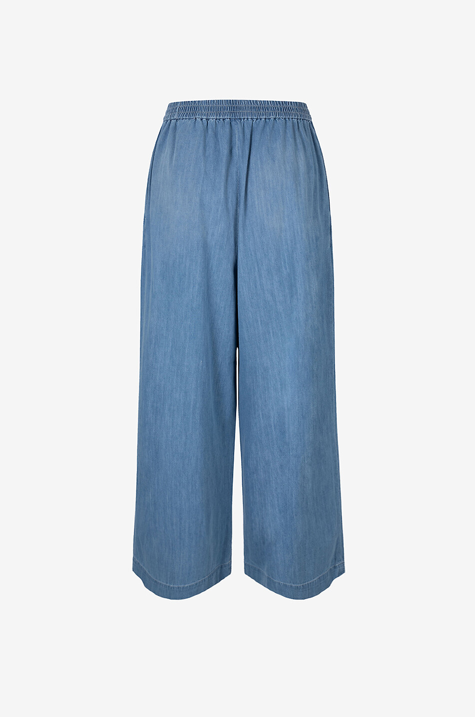 Faded chambray wide-leg trousers