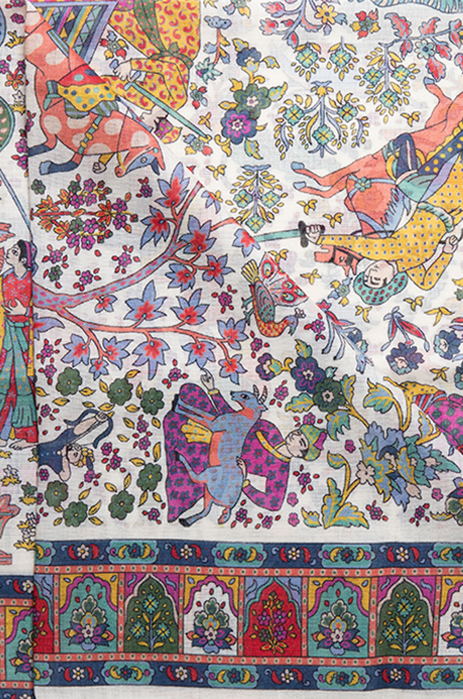 DRAKES Floral Mughal Bandana wool and silk shawl Men EGGSHELL 2