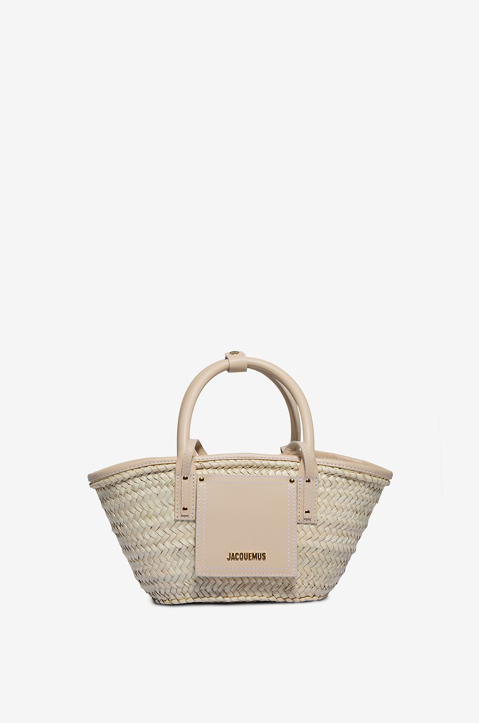 JACQUEMUS Panier en raphia et cuir Le Petit Panier Soli Femme BLANC CASSE 1