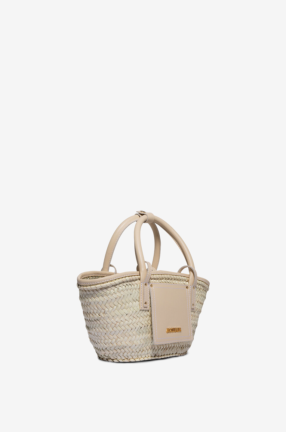 JACQUEMUS Panier en raphia et cuir Le Petit Panier Soli Femme BLANC CASSE 2