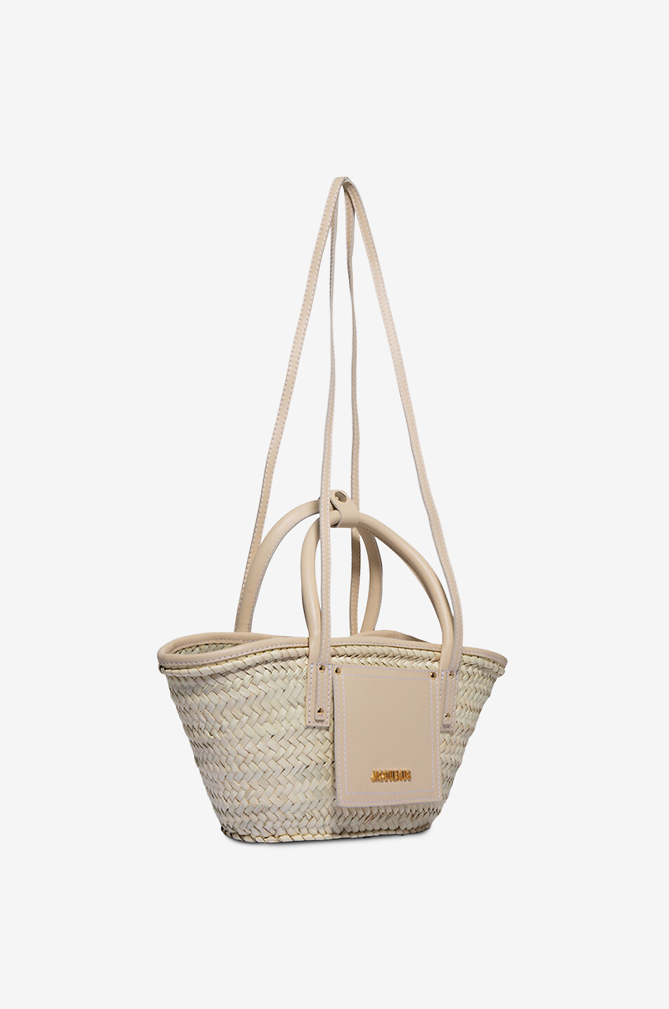 JACQUEMUS Panier en raphia et cuir Le Petit Panier Soli Femme BLANC CASSE 9