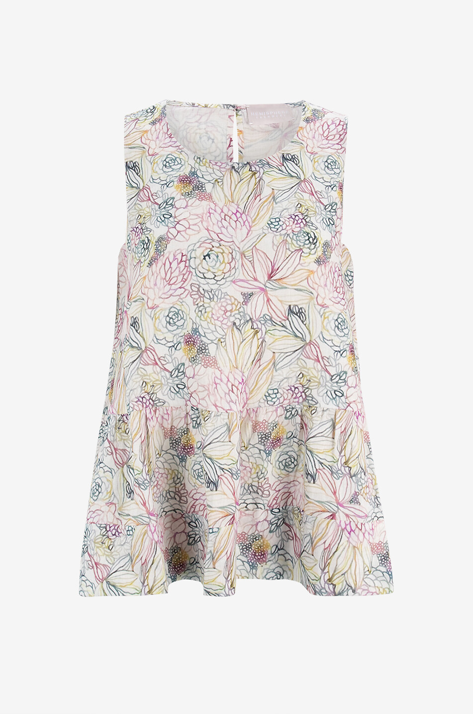 Top sans manches en lin fleuri Rene