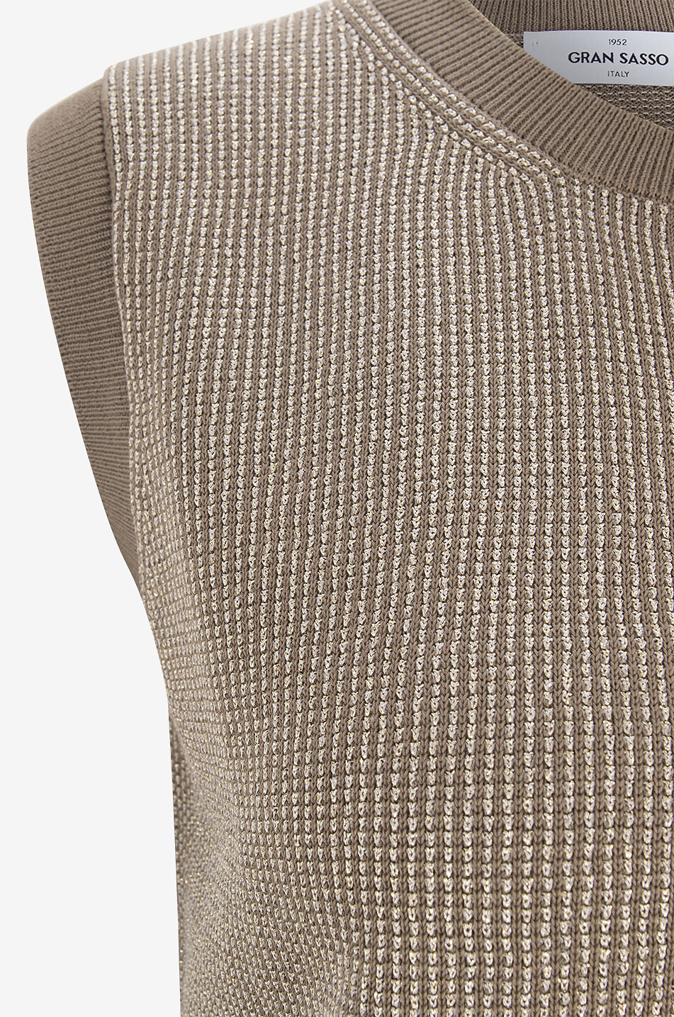 GRAN SASSO Cotton blend bicolour sleeveless jumper Women KHAKI 3