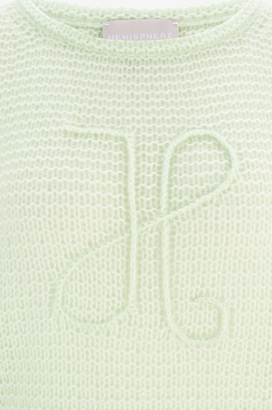 Pull à col rond en cachemire et coton brodé monogramme