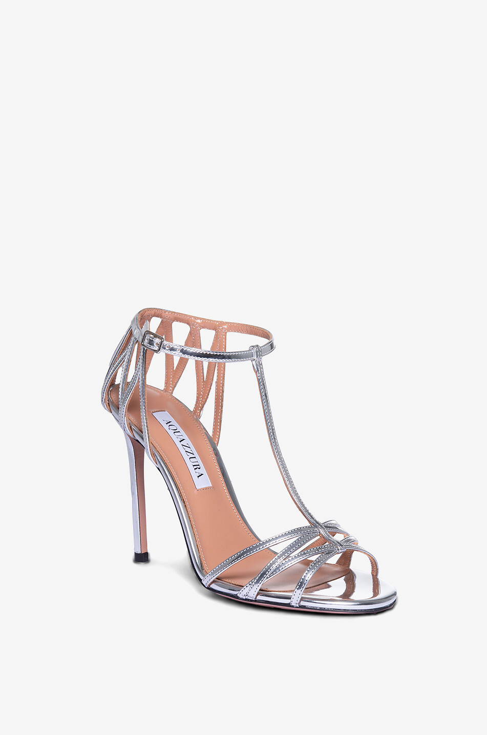 AQUAZZURA Forever More 105 metallic leather heeled sandals Women GREY 1