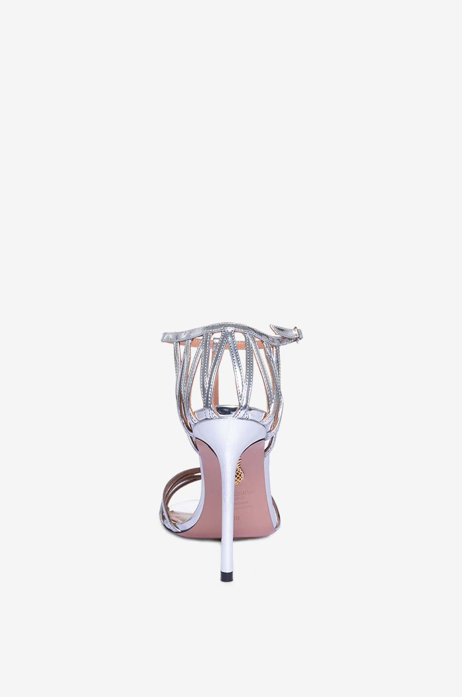 AQUAZZURA Forever More 105 metallic leather heeled sandals Women GREY 4