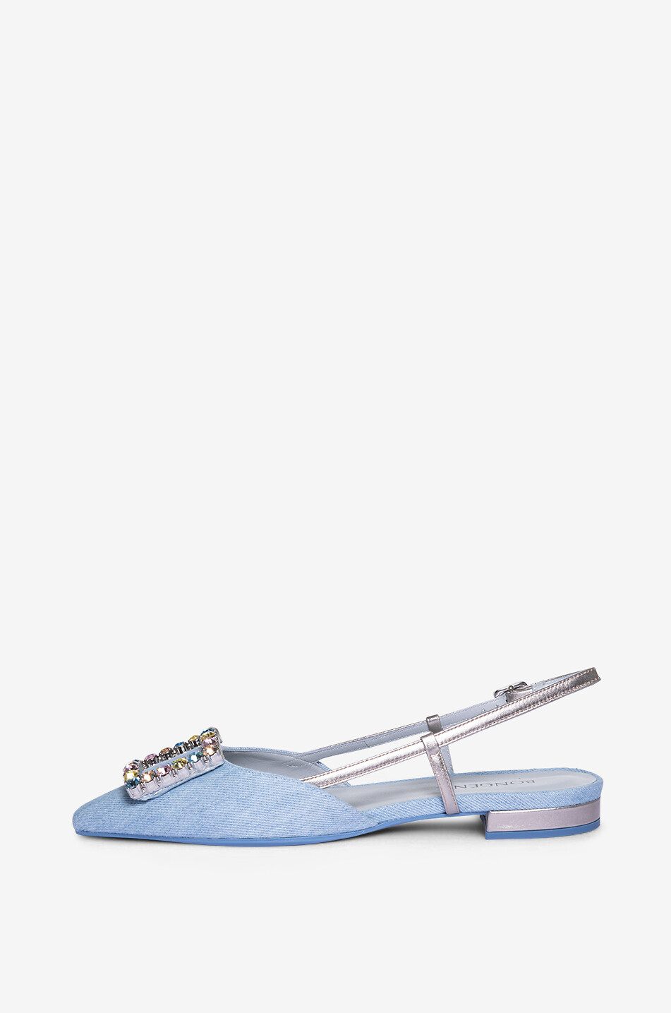 BONGÉNIE Ballerines à bride arrière en denim et cristaux Lavanda Femme BLEU CLAIR 3