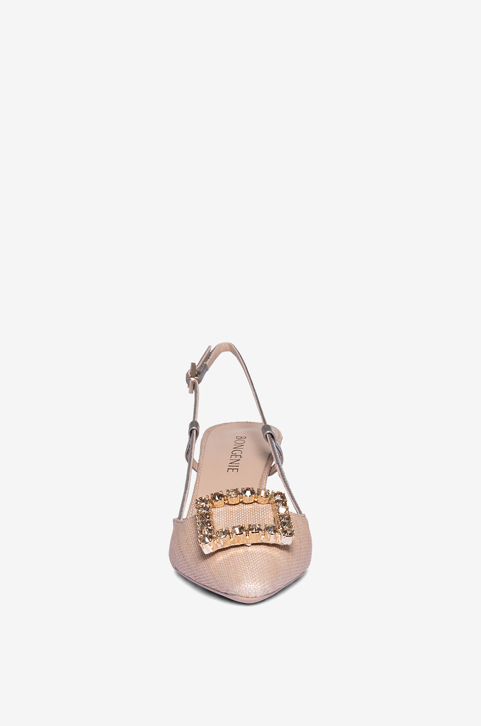 BONGÉNIE Escarpins à bride arrière en toile et cuir métallisé Stefi 55 Femme DORE 2