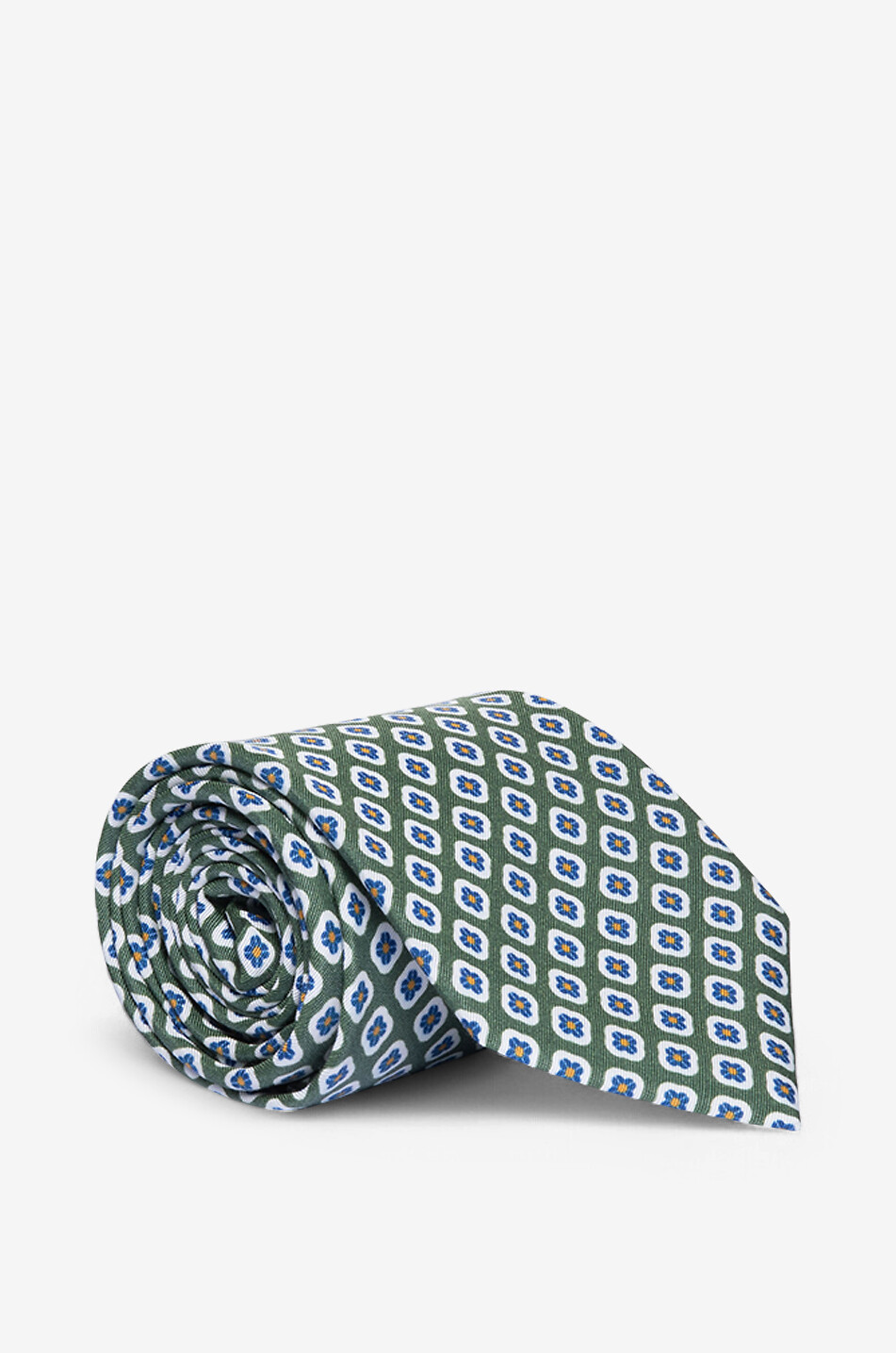 BIGI CRAVATTE Nilo flower pattern cotton and silk tie Men MEDIUM GREEN 1